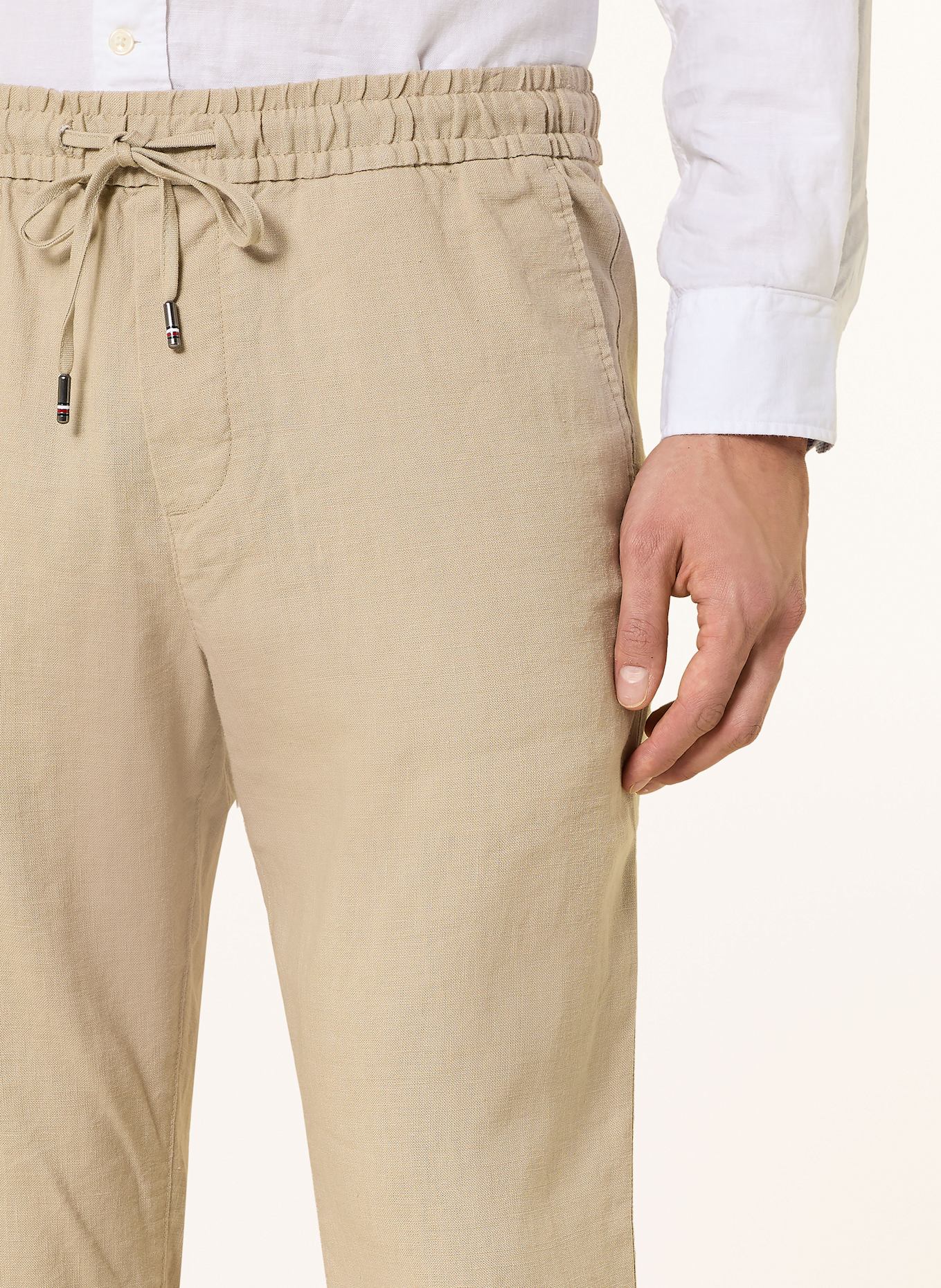 TOMMY HILFIGER Leinenhose im Jogging-Stil Extra Slim Fit: BEIGE
