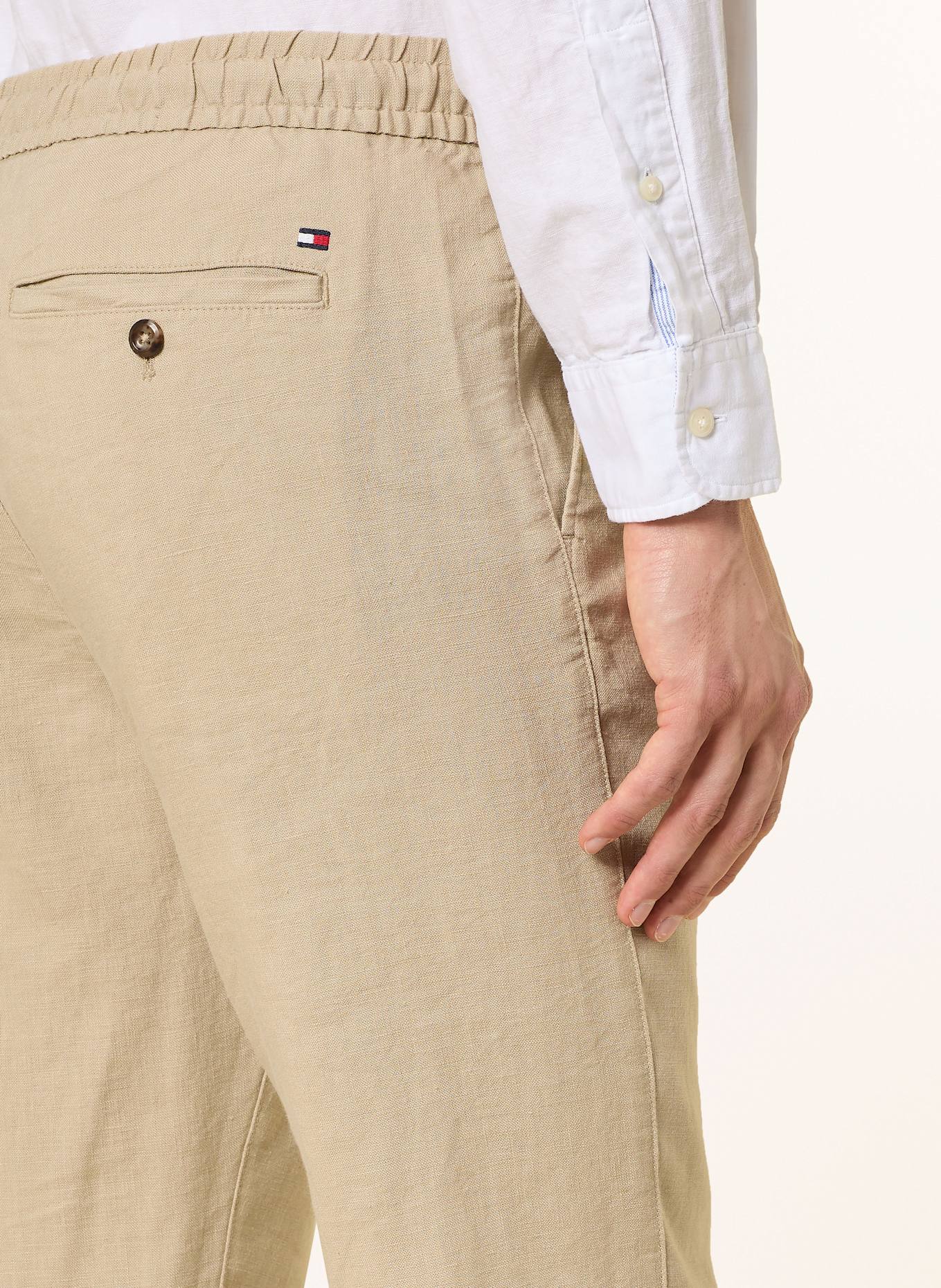 TOMMY HILFIGER Leinenhose im Jogging-Stil Extra Slim Fit: BEIGE