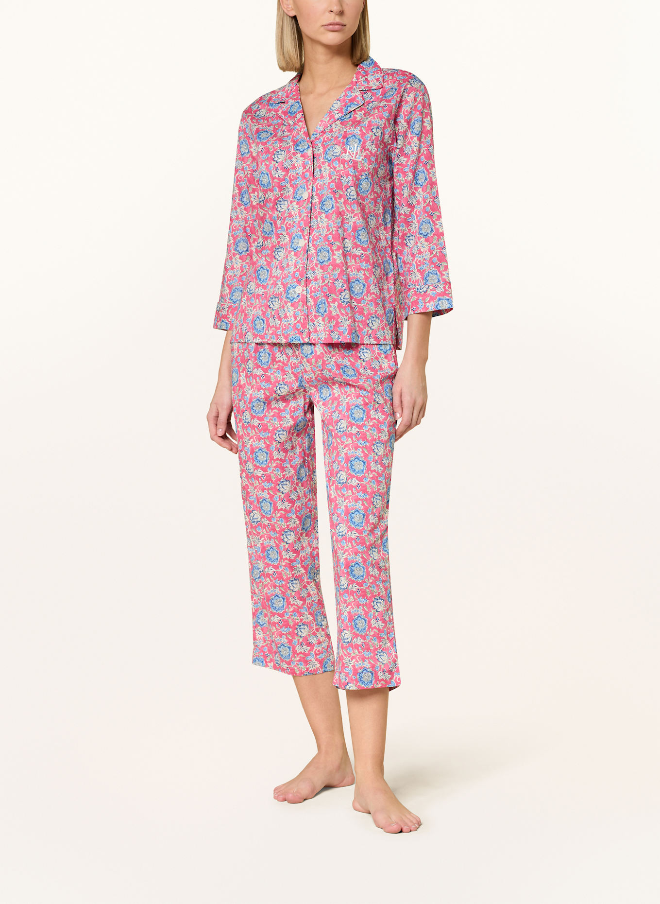 LAUREN RALPH LAUREN 3/4-Schlafanzug: HELLROT/ BLAU/ WEISS