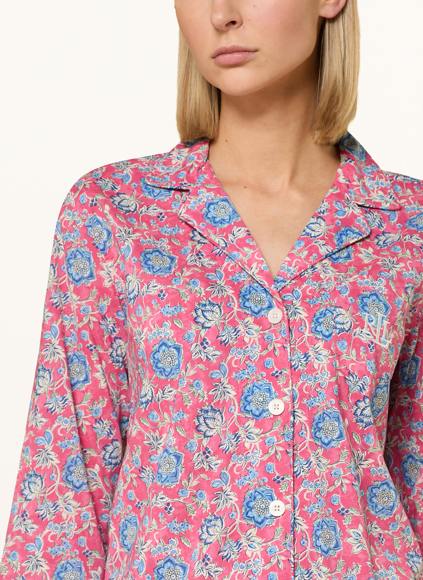 LAUREN RALPH LAUREN 3/4-Schlafanzug: HELLROT/ BLAU/ WEISS