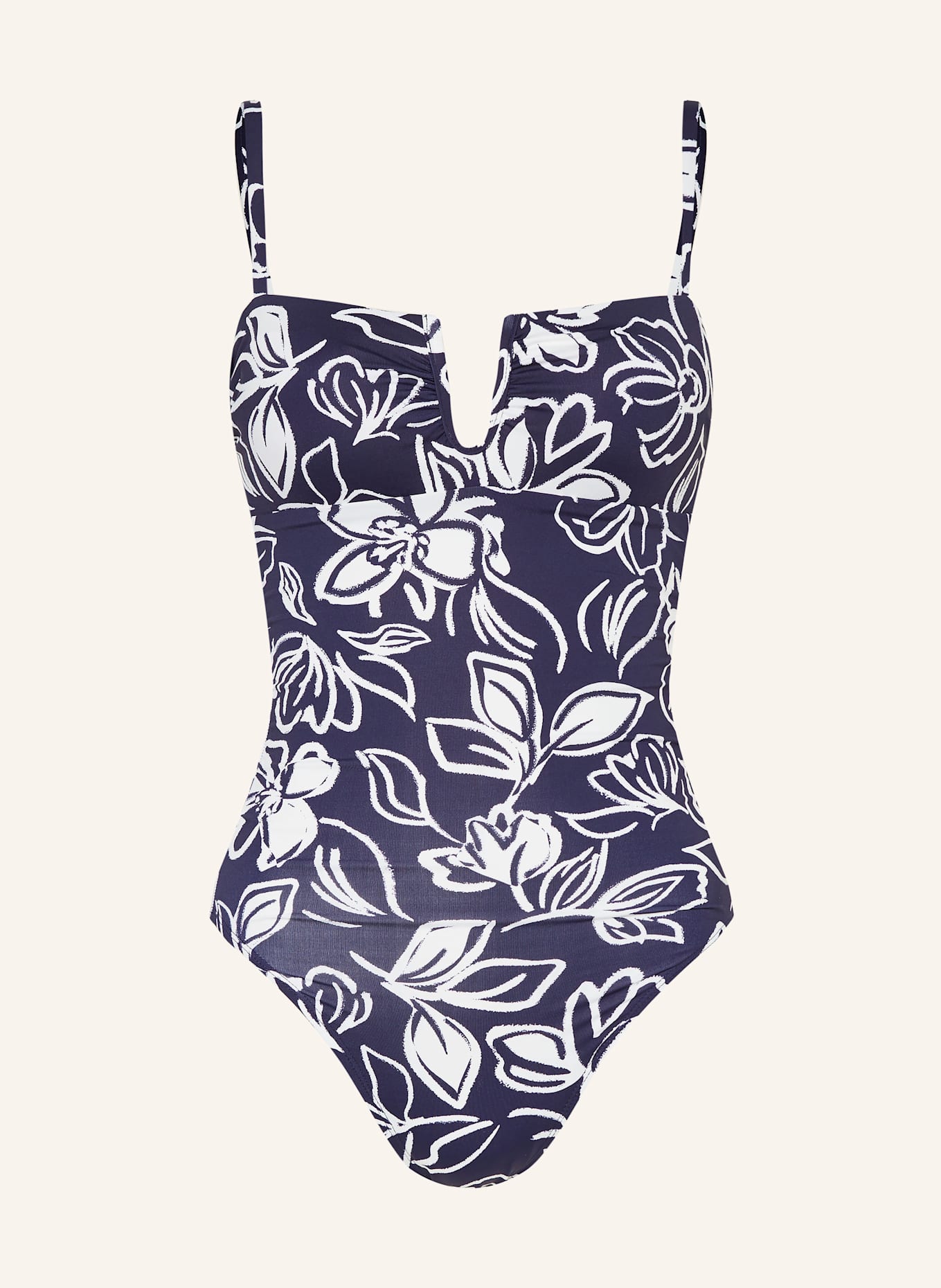 LAUREN RALPH LAUREN Badeanzug ALLORA FLORAL: DUNKELBLAU/ WEISS
