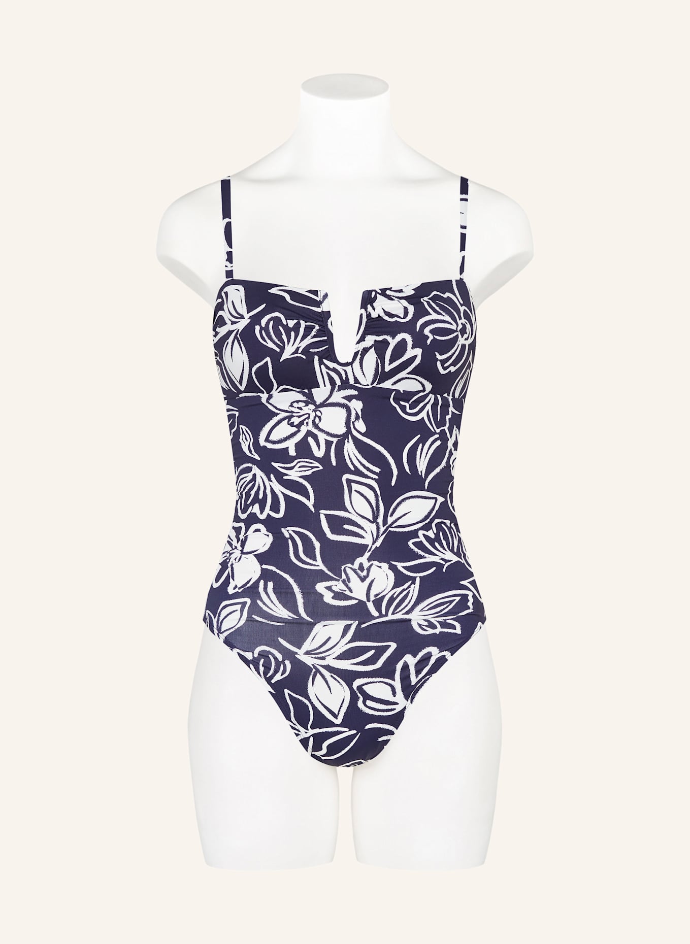 LAUREN RALPH LAUREN Badeanzug ALLORA FLORAL: DUNKELBLAU/ WEISS
