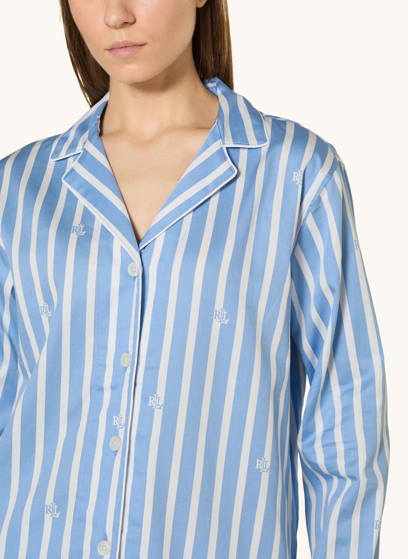 LAUREN RALPH LAUREN Pyžamo: BÍLÁ/ MODRÁ