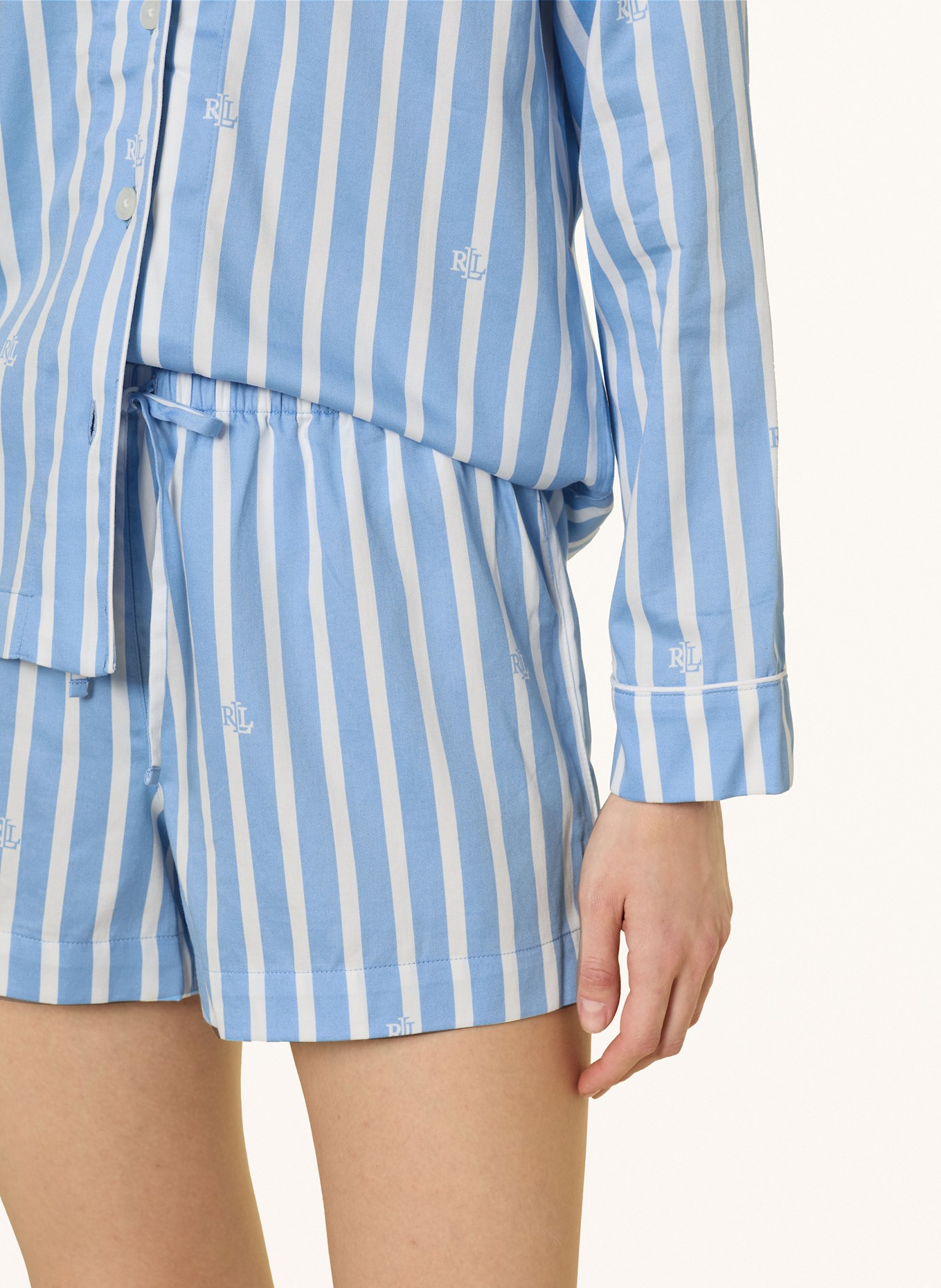 LAUREN RALPH LAUREN Pyžamo: BÍLÁ/ MODRÁ