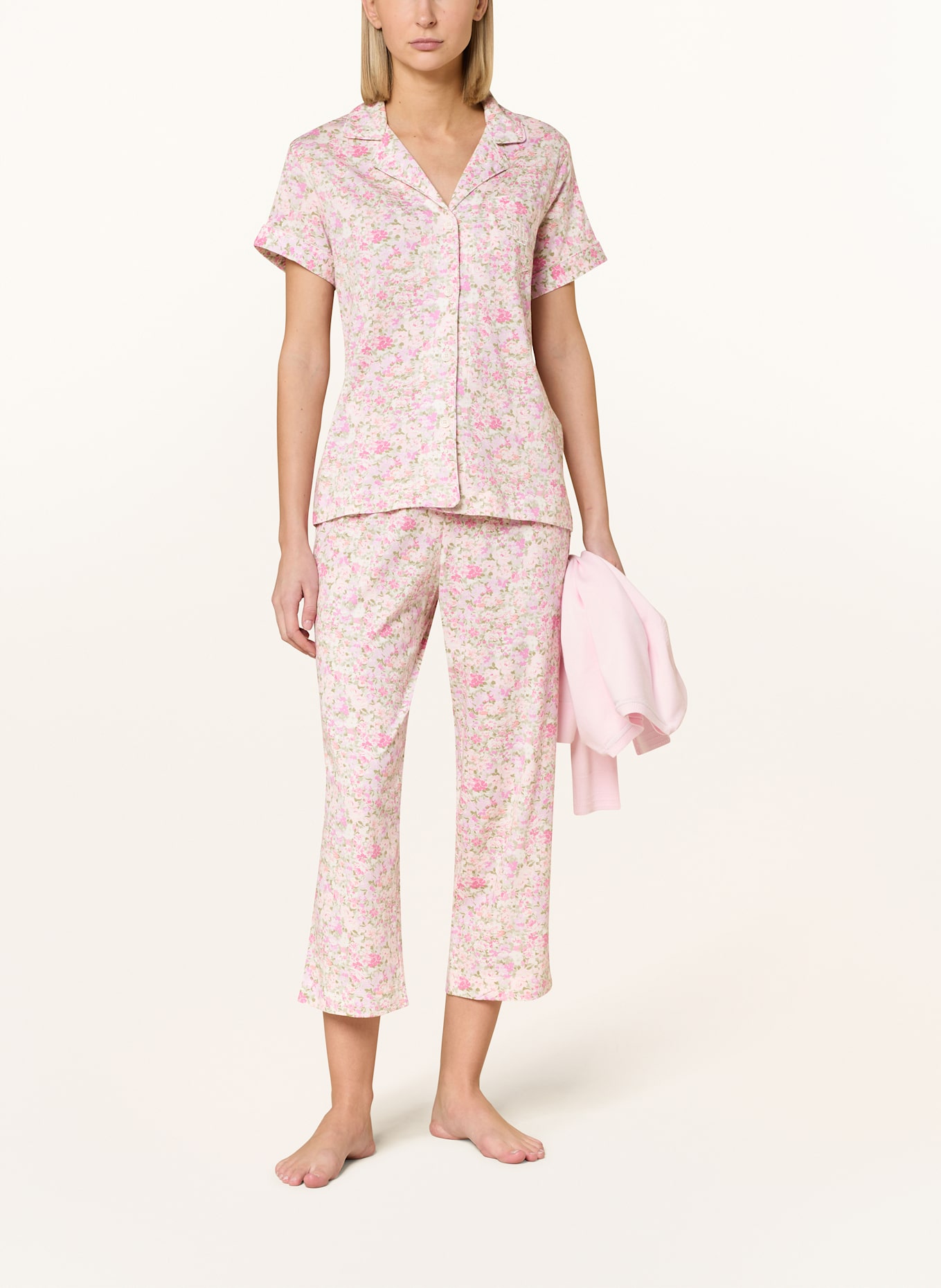 LAUREN RALPH LAUREN 7/8-Schlafanzug: CREME/ NEONPINK/ HELLGRÜN