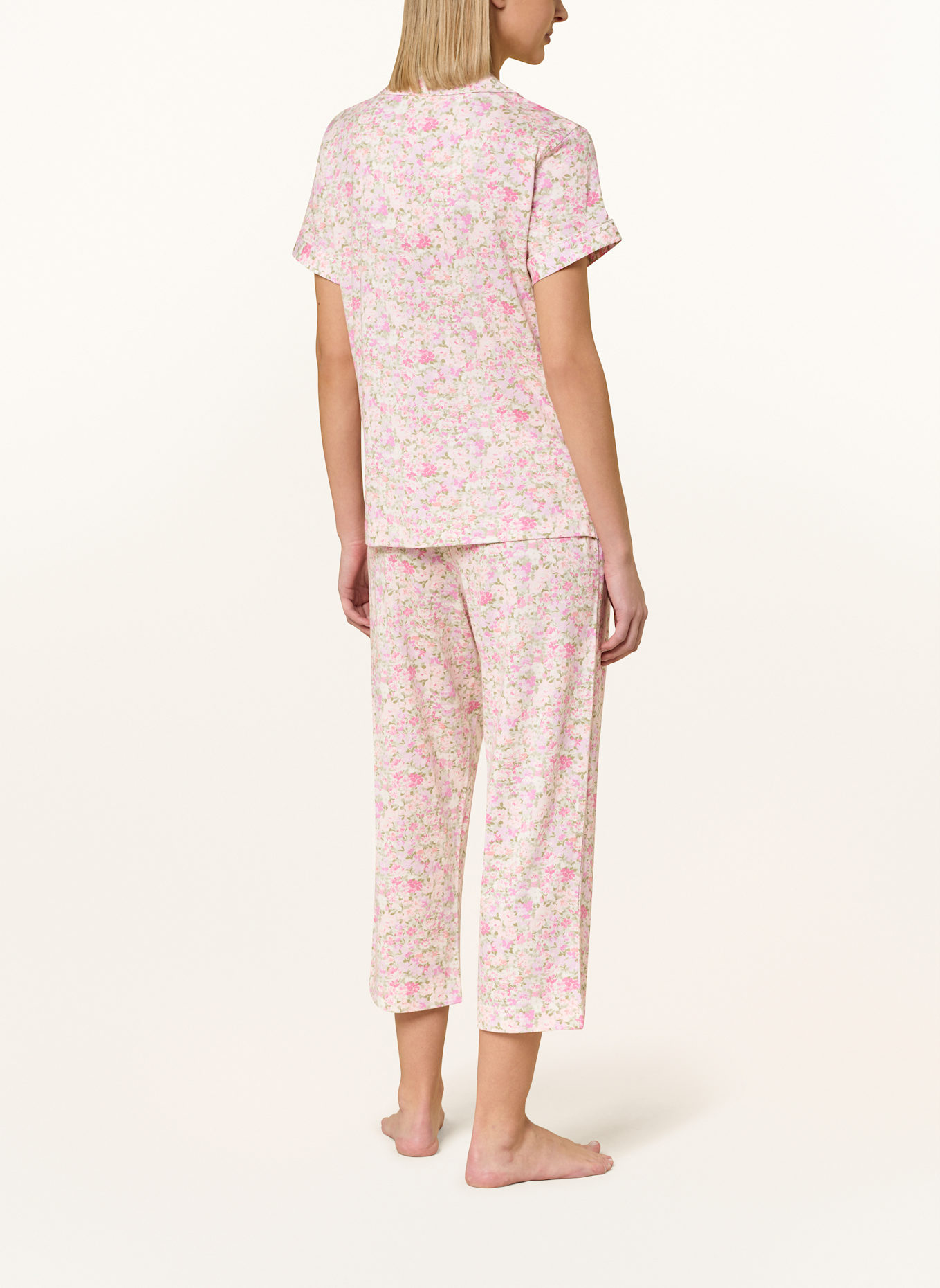 LAUREN RALPH LAUREN 7/8-Schlafanzug: CREME/ NEONPINK/ HELLGRÜN