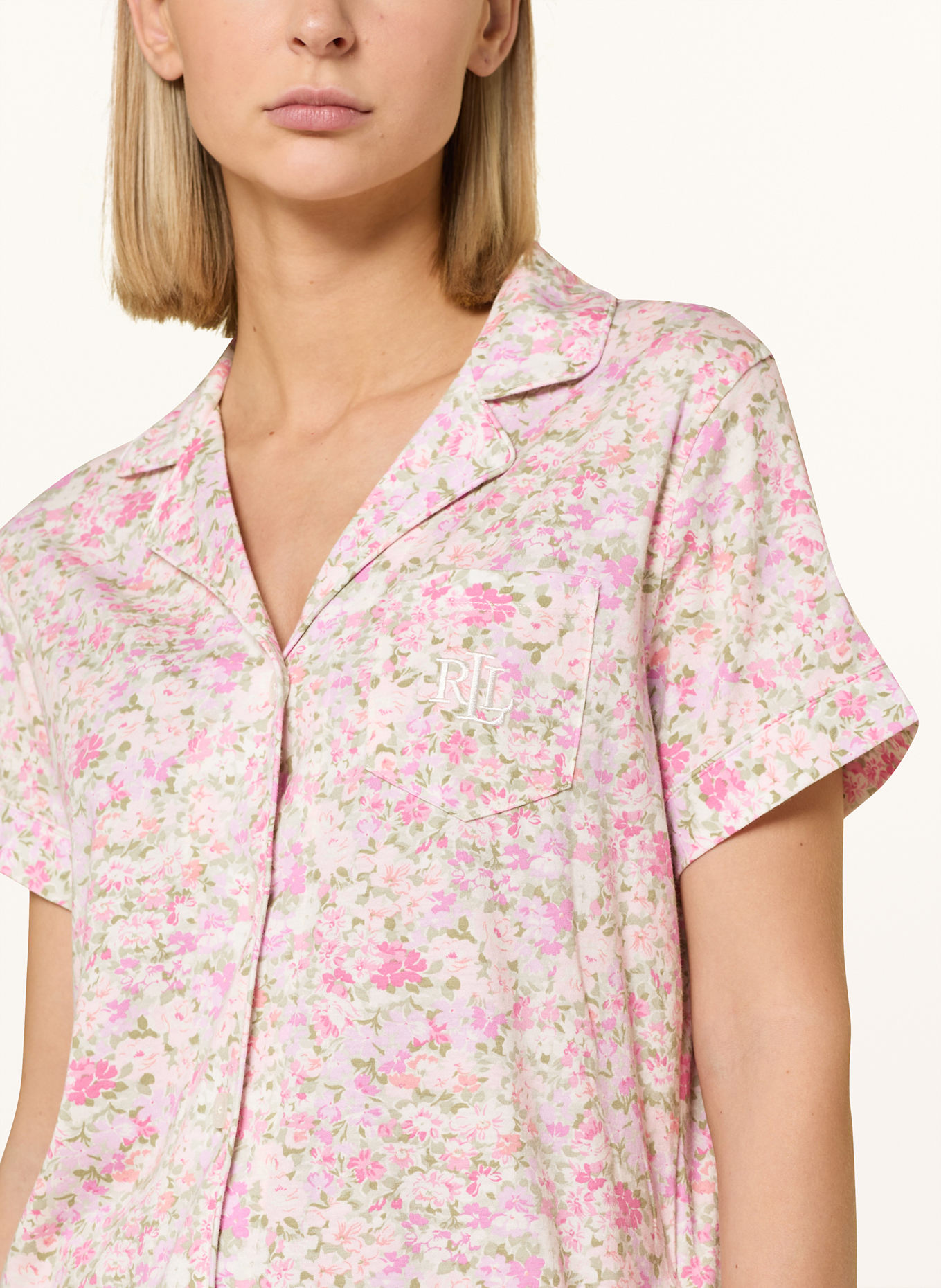 LAUREN RALPH LAUREN 7/8-Schlafanzug: CREME/ NEONPINK/ HELLGRÜN