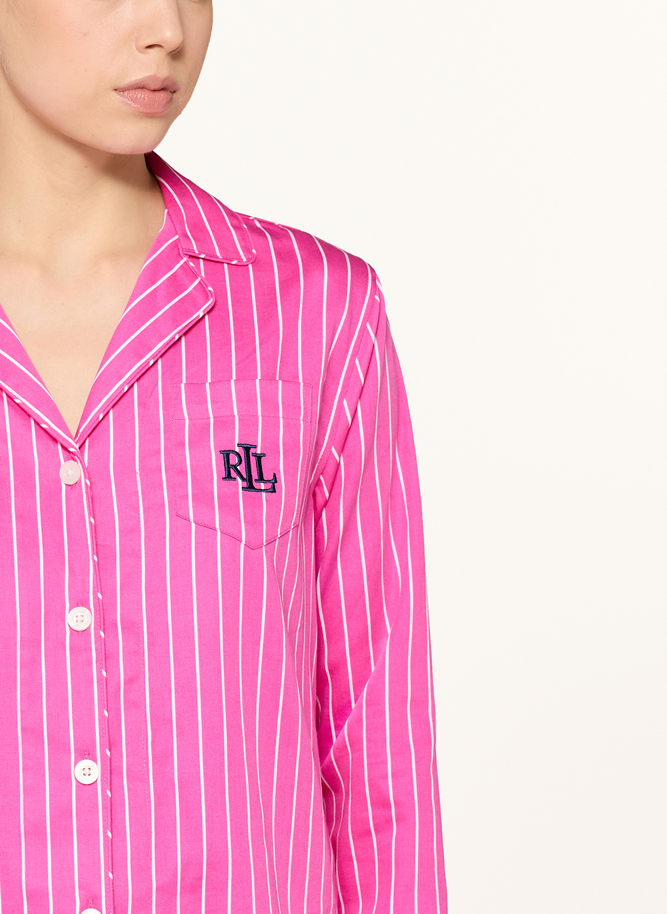 LAUREN RALPH LAUREN Schlafanzug: PINK/ WEISS