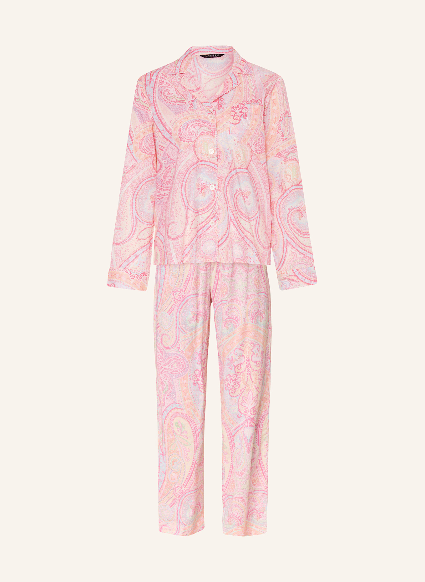 LAUREN RALPH LAUREN 7/8-Schlafanzug: PINK/ HELLBLAU/ ECRU