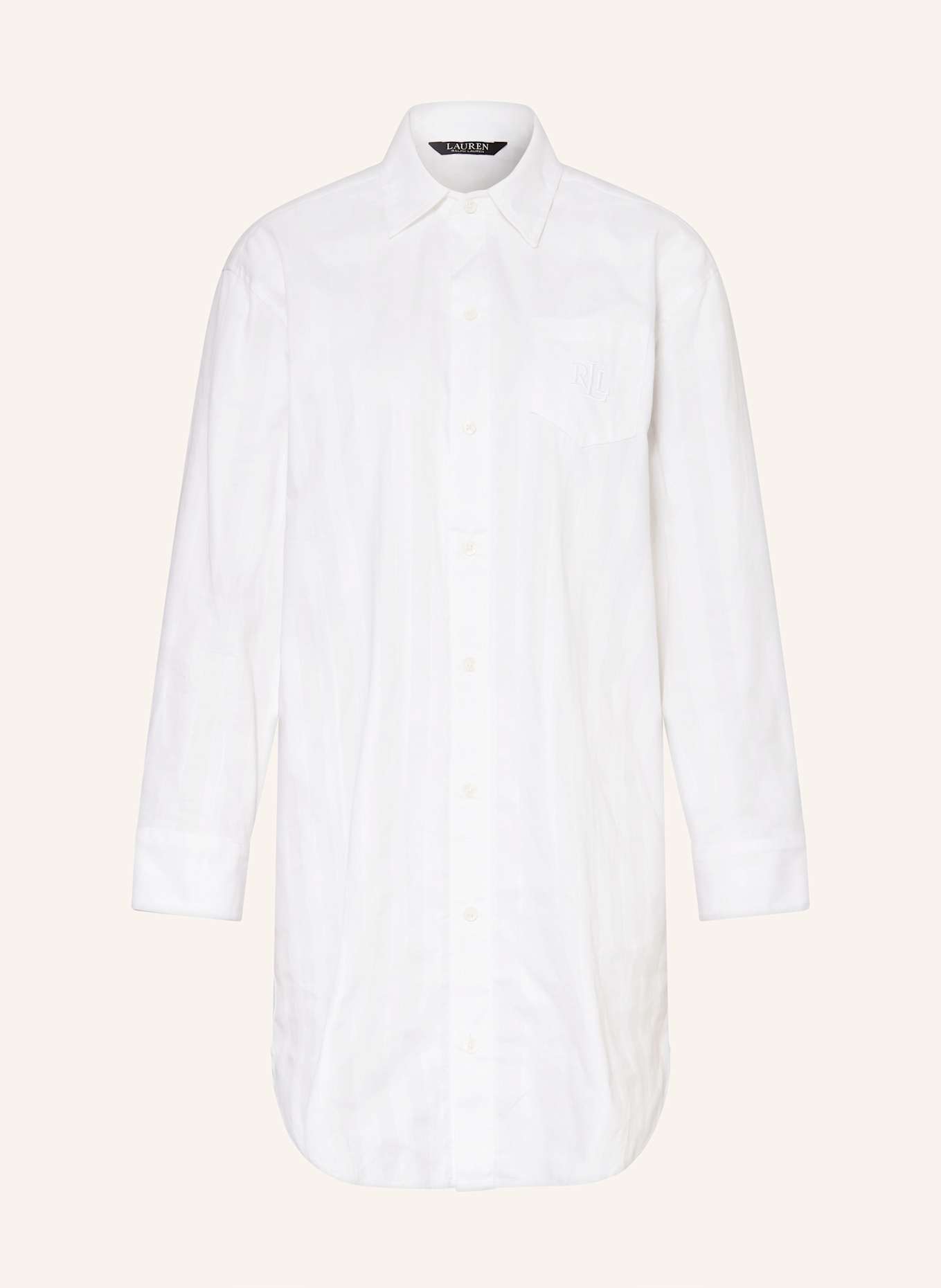 LAUREN RALPH LAUREN Nachthemd COTTON SHADOW STRIPE: WEISS