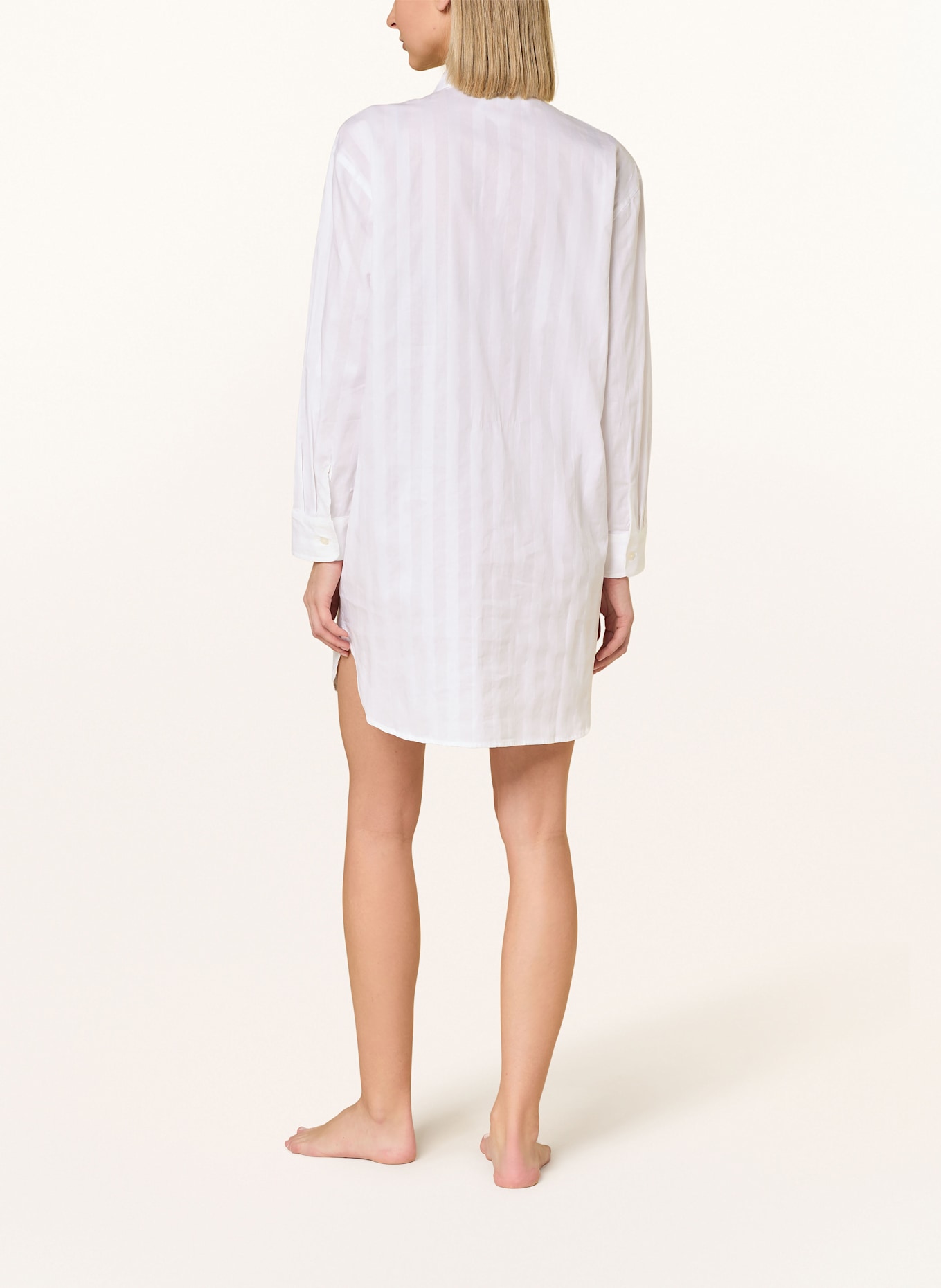 LAUREN RALPH LAUREN Nachthemd COTTON SHADOW STRIPE: WEISS