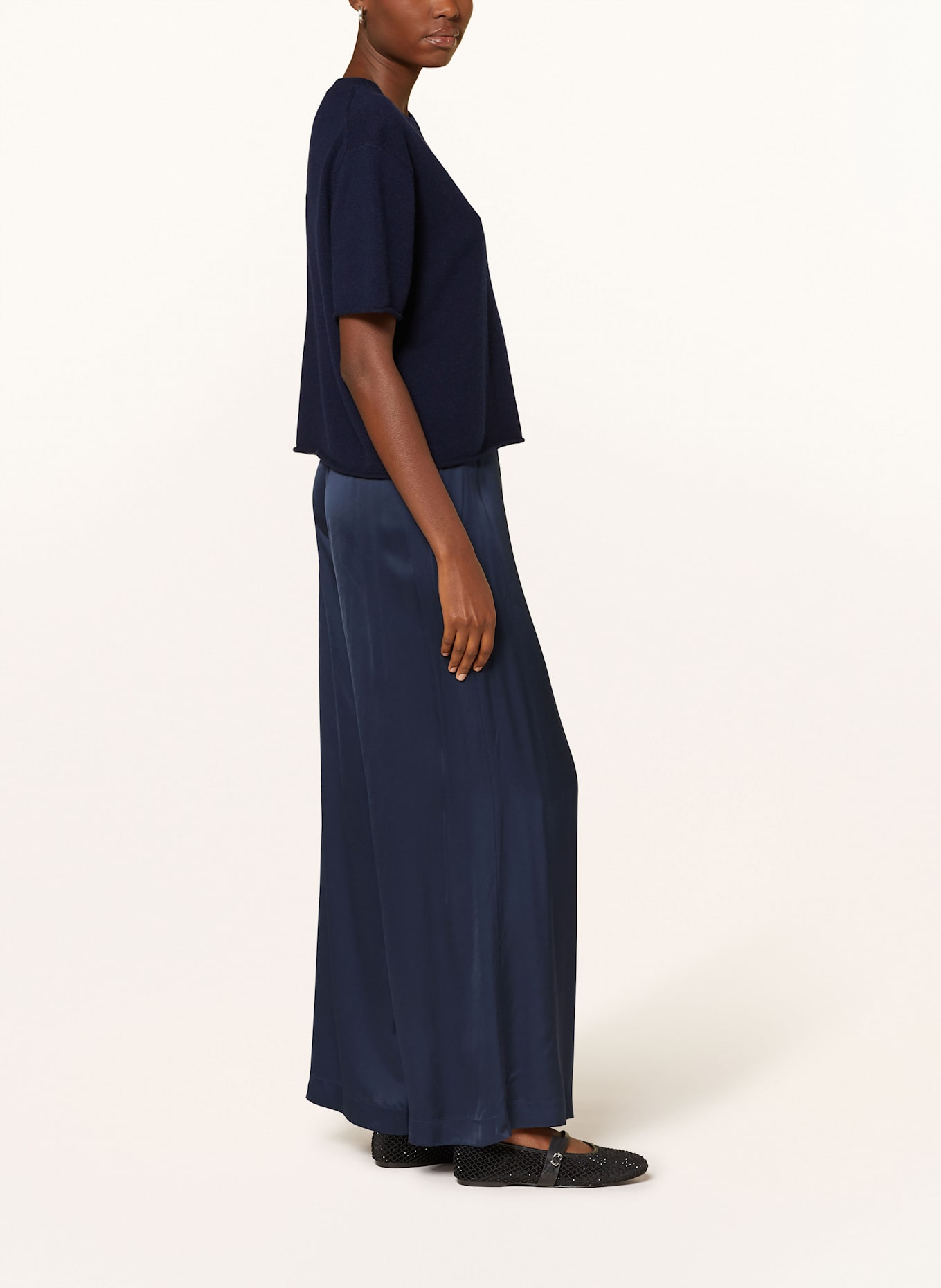 ottod'ame Marlenehose aus Satin: DUNKELBLAU