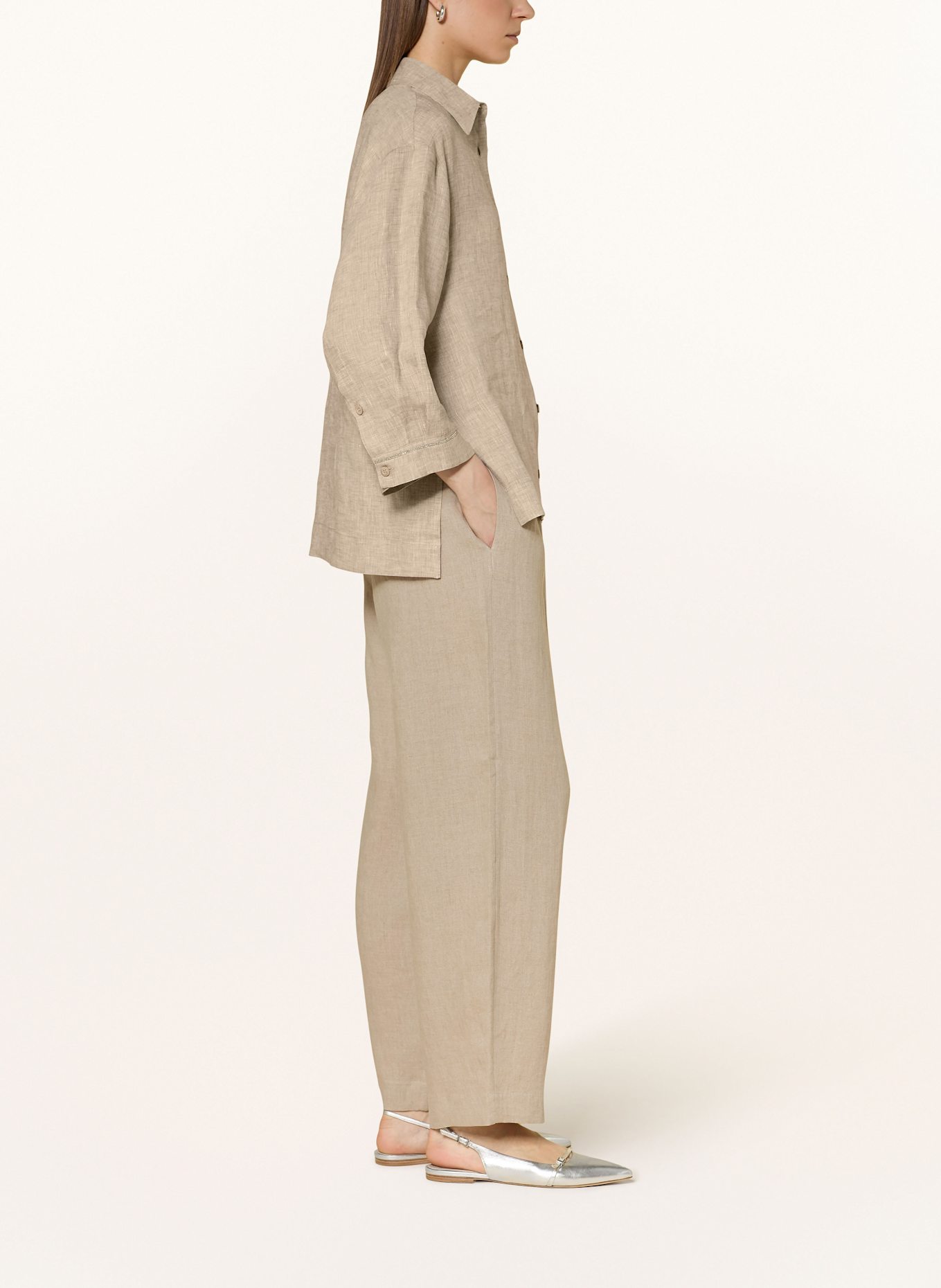 ANTONELLI firenze Linen jeans trousers SVEZIA: TAUPE