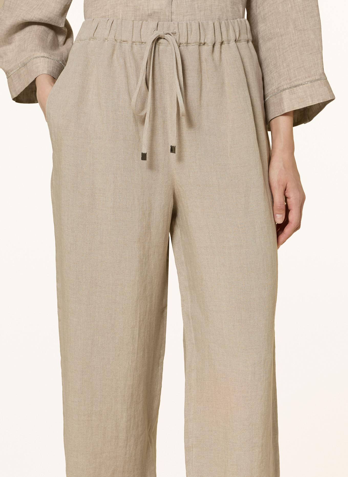 ANTONELLI firenze Linen jeans trousers SVEZIA: TAUPE