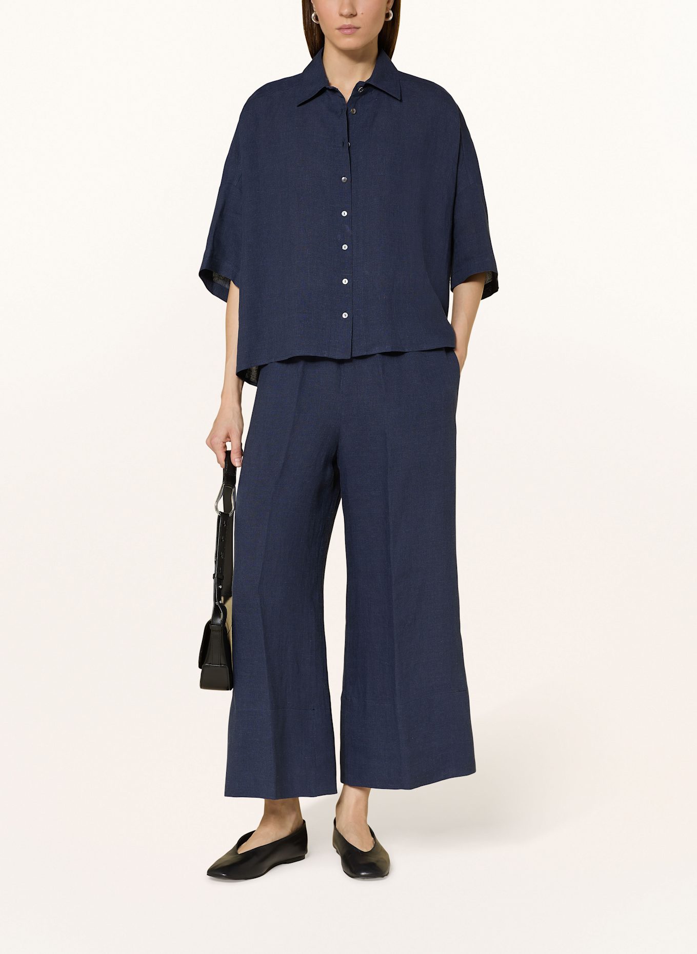 ANTONELLI firenze Leinenbluse BIELLA mit 3/4-Arm: DUNKELBLAU