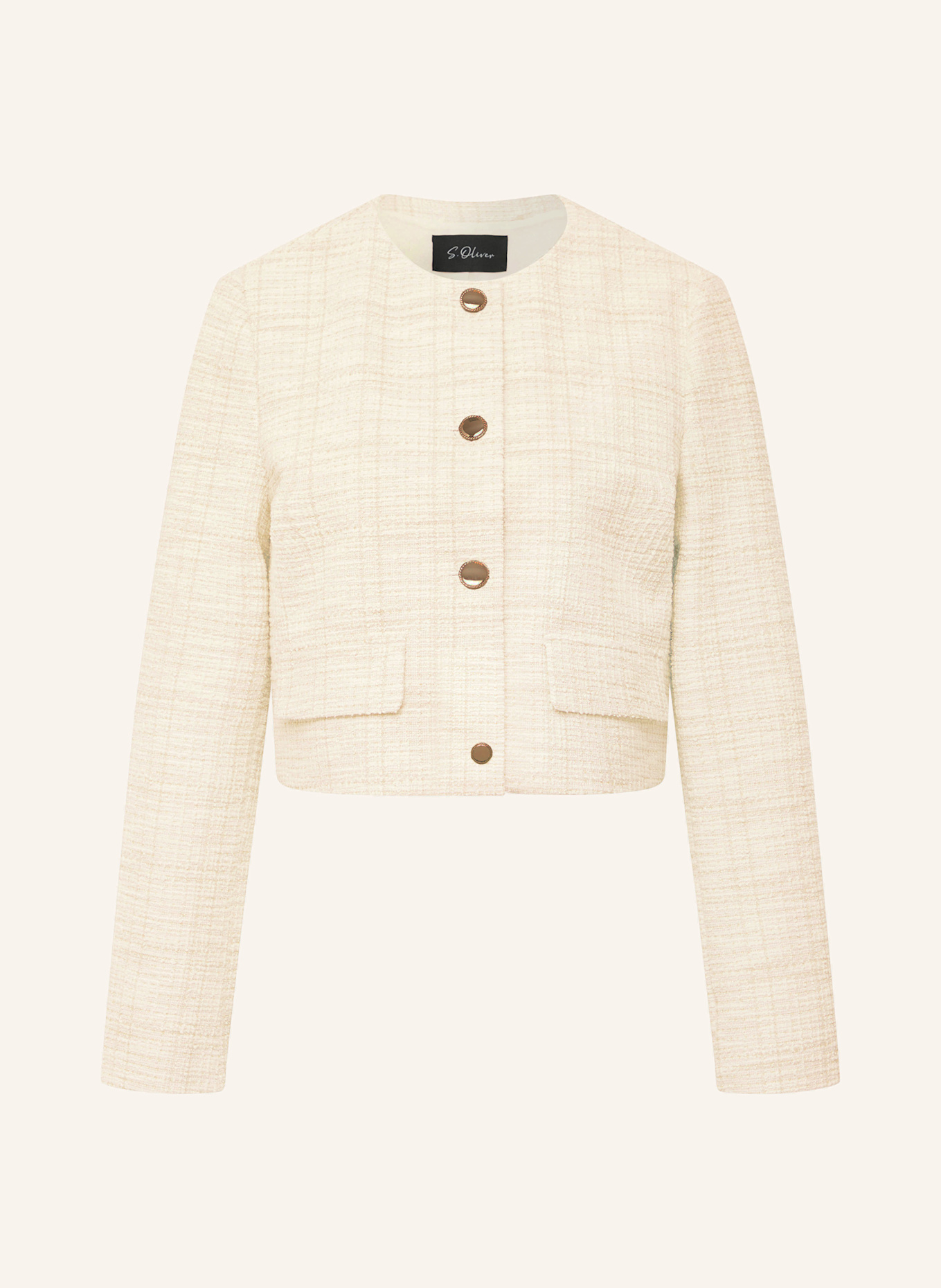 s.Oliver BLACK LABEL Bouclé jacket with glitter thread: CREAM