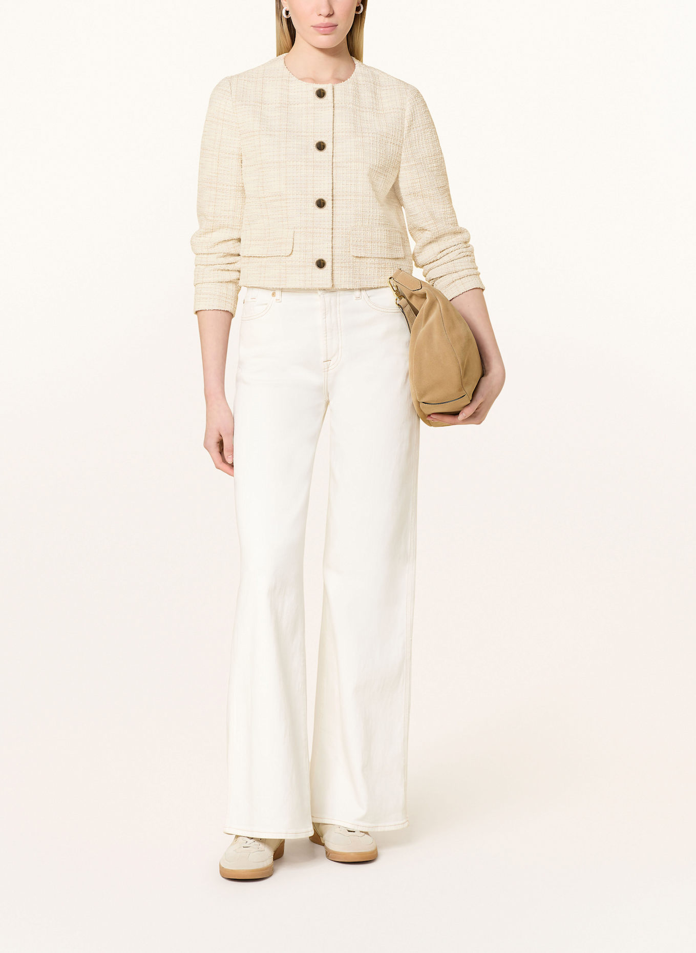 s.Oliver BLACK LABEL Bouclé jacket with glitter thread: CREAM