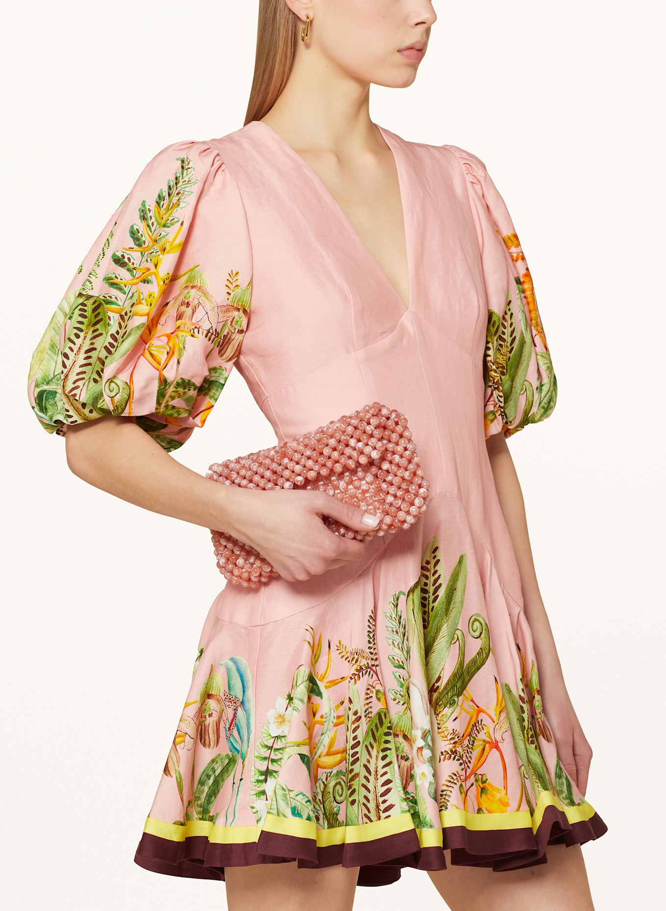 0711 TBILISI Schultertasche CLOVER mit Schmuckperlen: LACHS