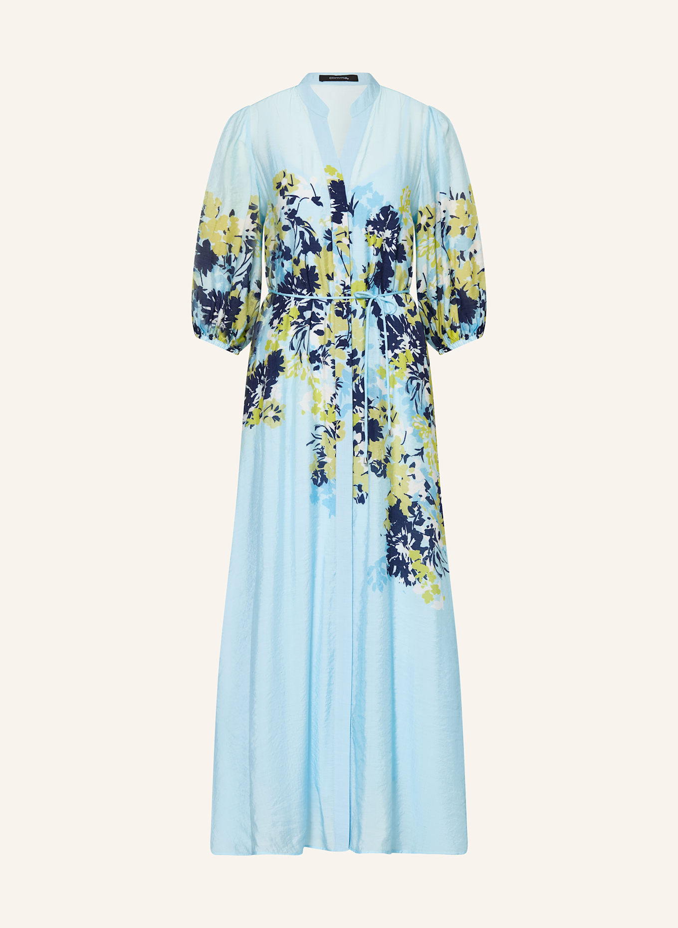comma Kleid mit 3/4-Arm: HELLBLAU/ DUNKELBLAU/ GELB
