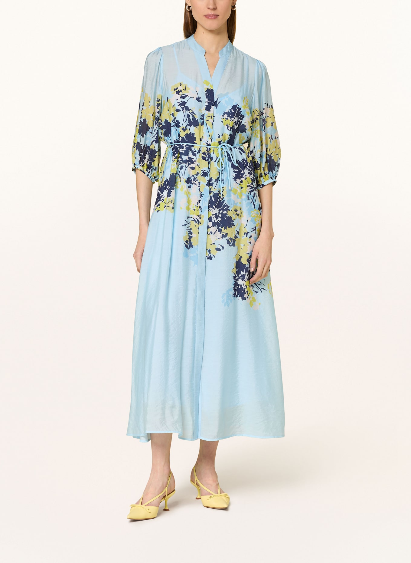 comma Kleid mit 3/4-Arm: HELLBLAU/ DUNKELBLAU/ GELB