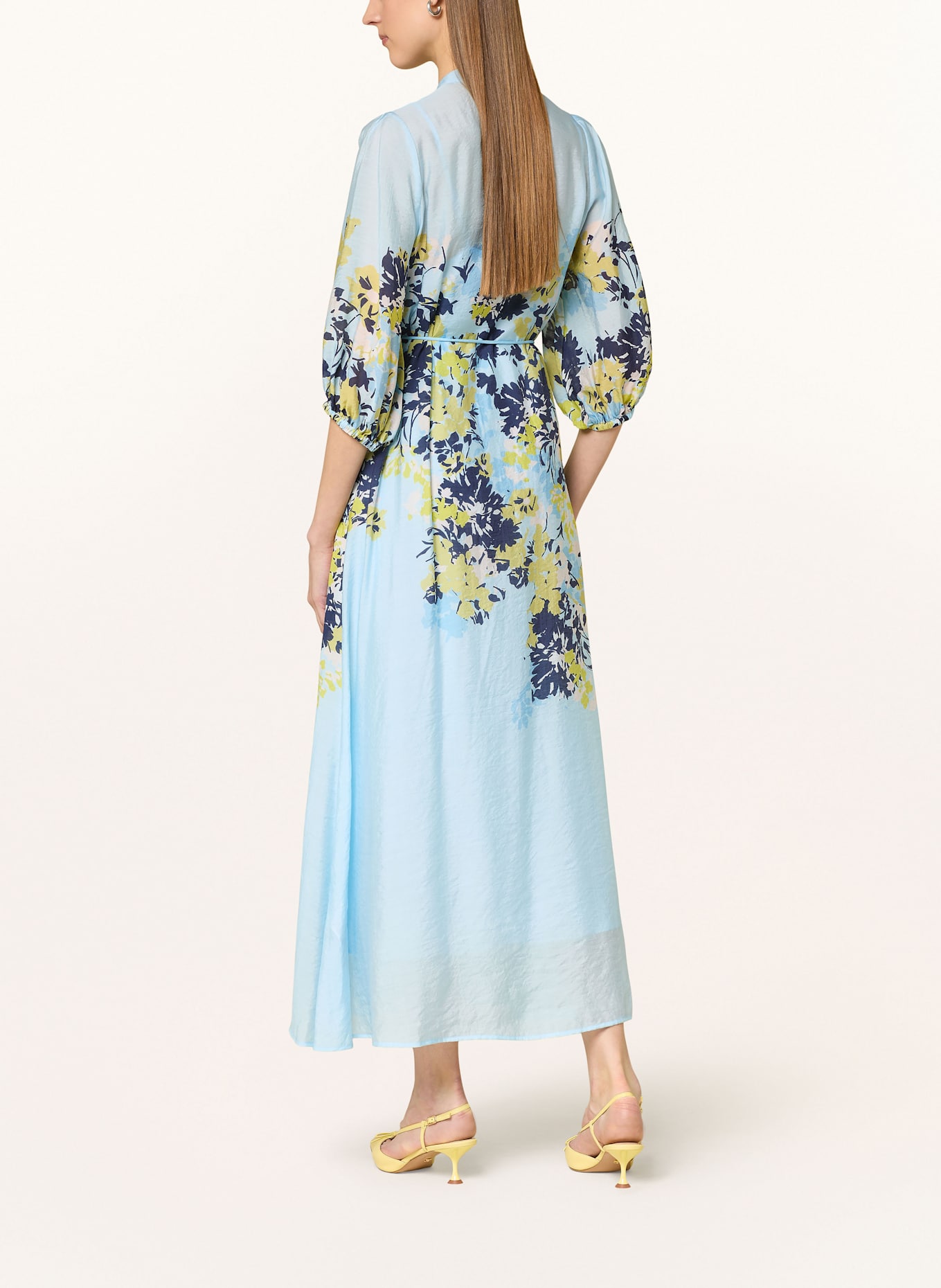 comma Kleid mit 3/4-Arm: HELLBLAU/ DUNKELBLAU/ GELB