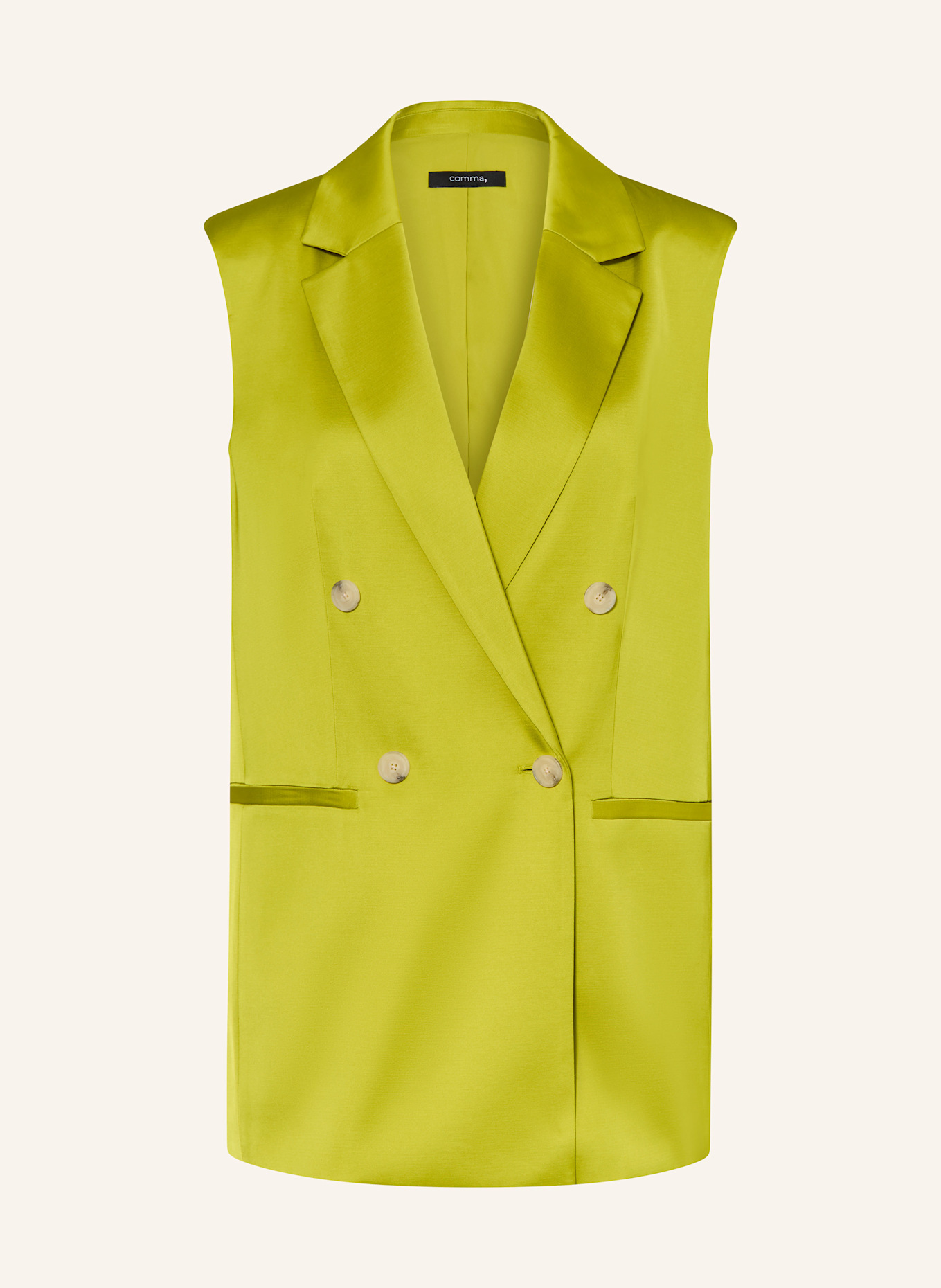 comma Blazerweste aus Satin: GRÜN