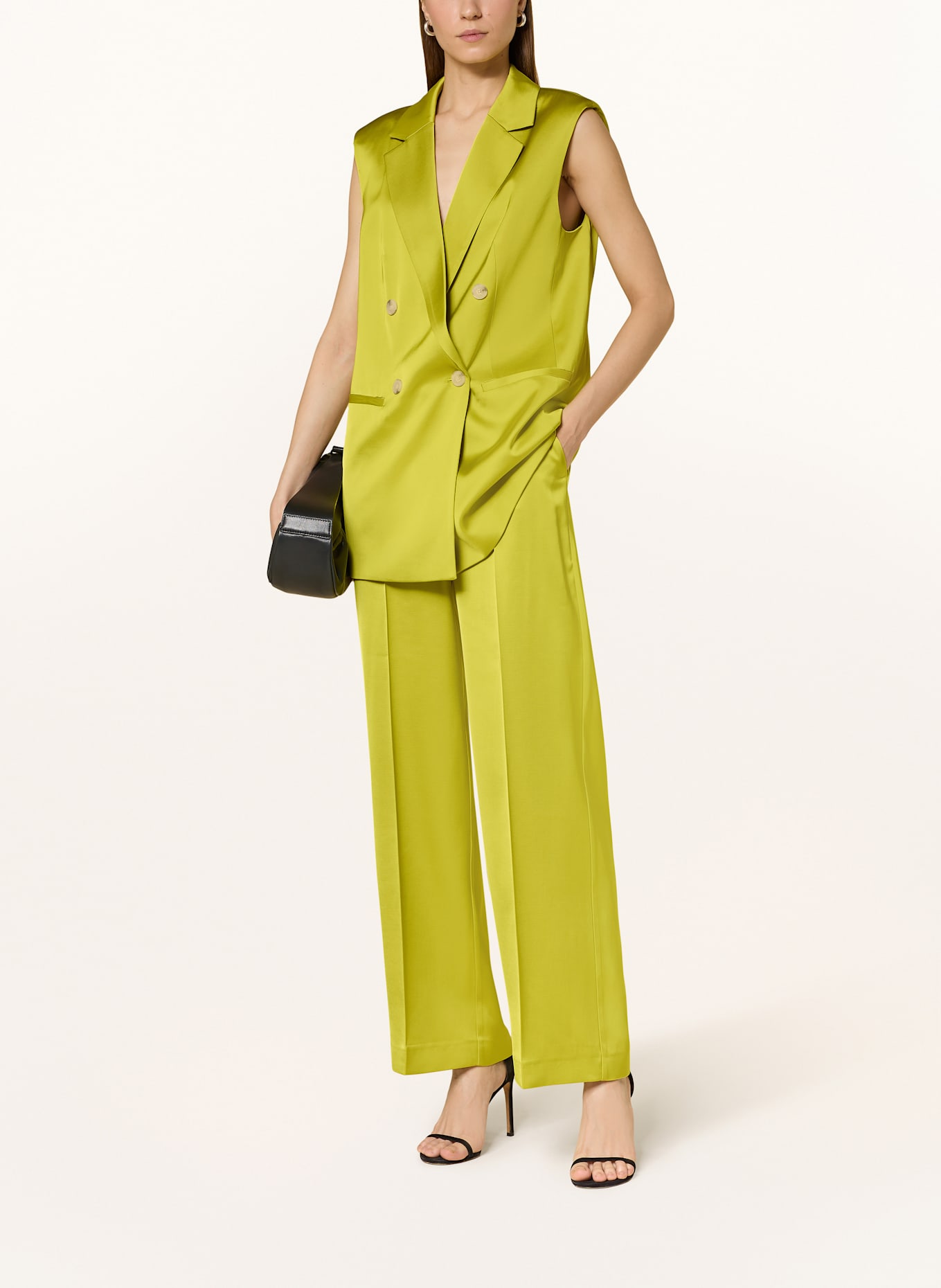 comma Blazerweste aus Satin: GRÜN