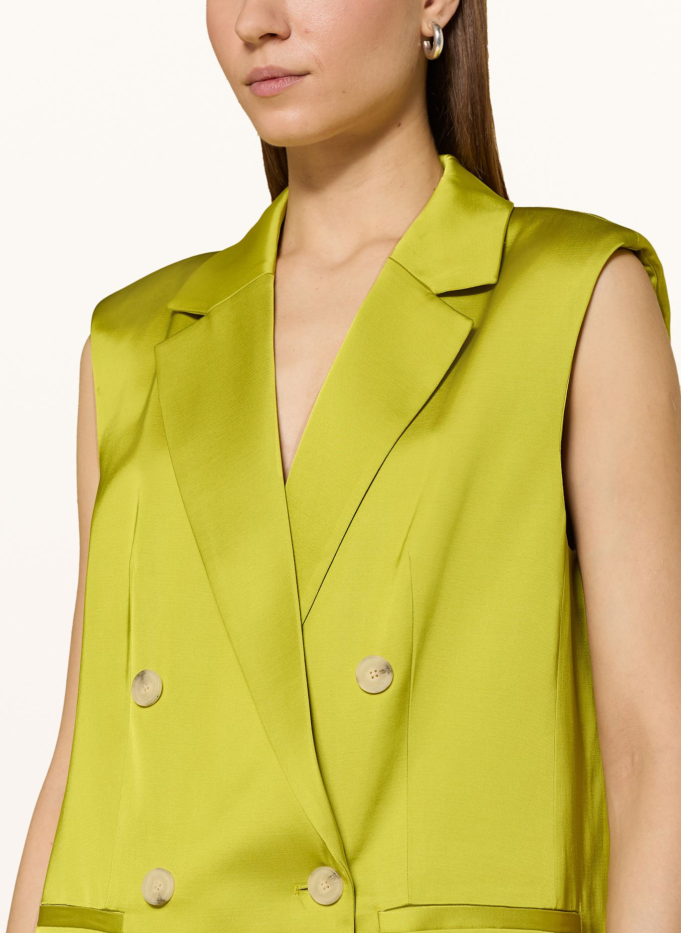 comma Blazerweste aus Satin: GRÜN