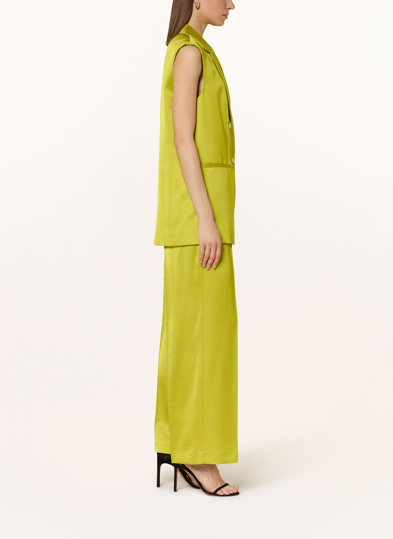 comma Marlenehose aus Satin: HELLGRÜN