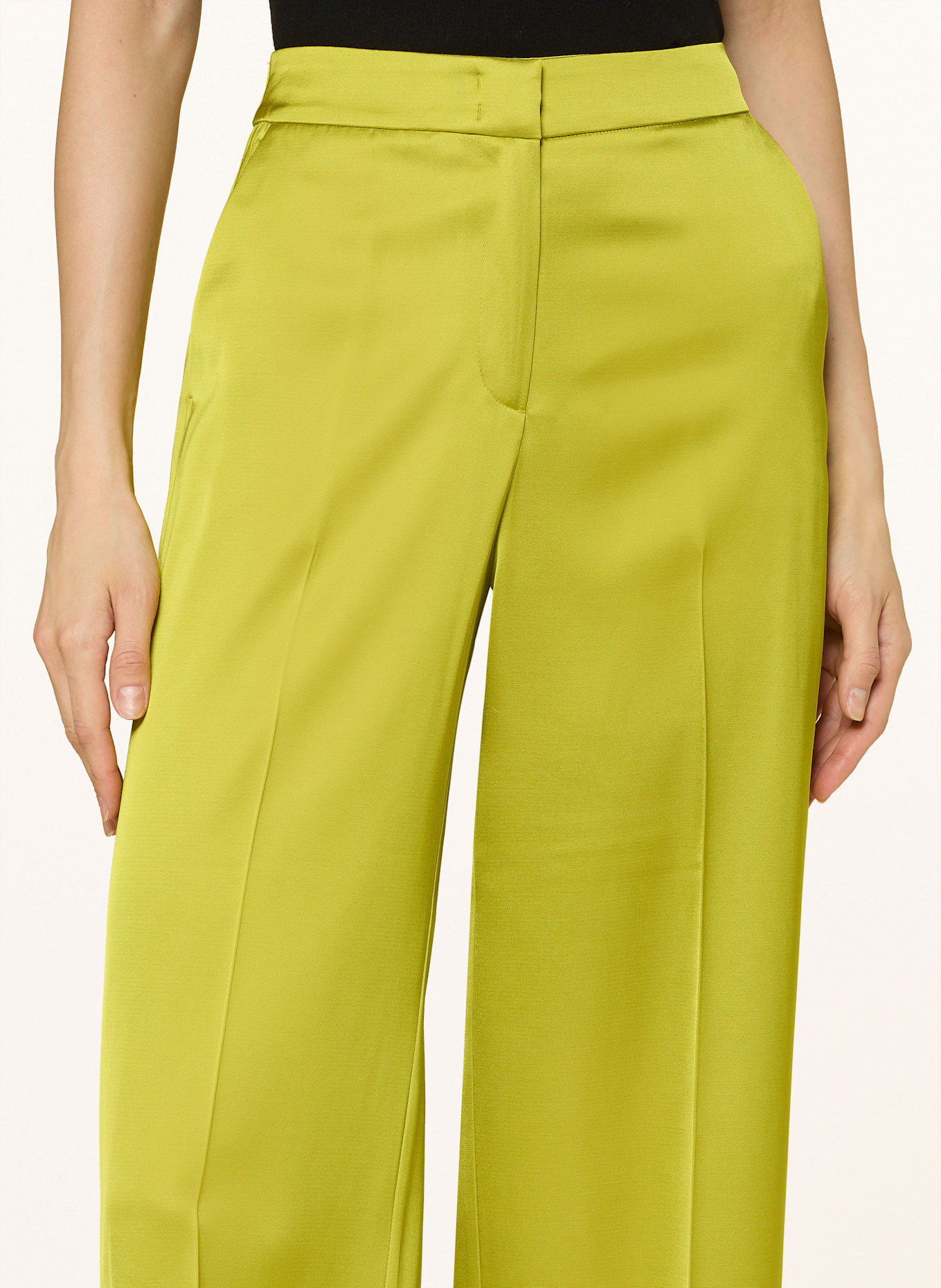 comma Marlenehose aus Satin: HELLGRÜN