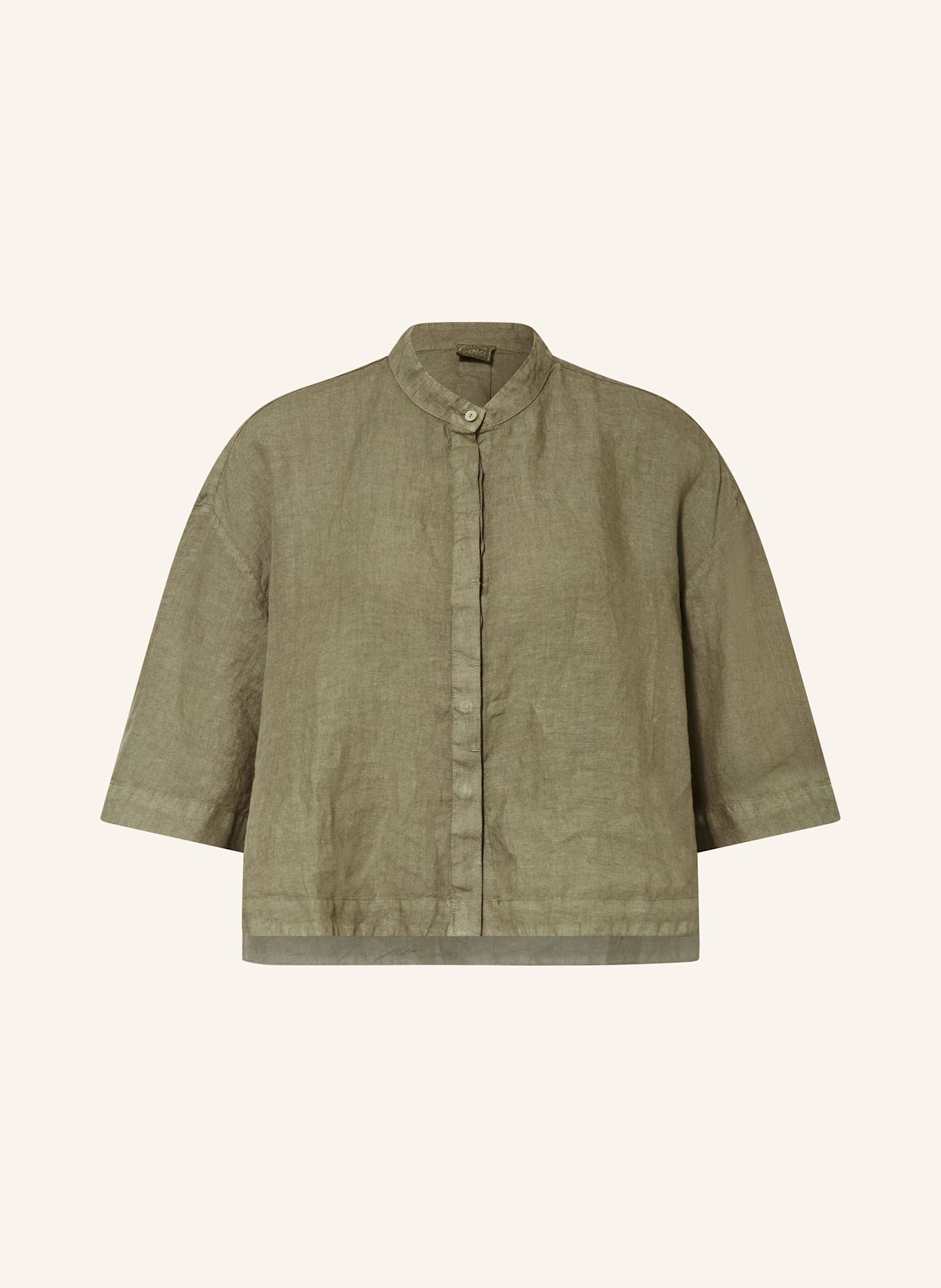 120%lino Leinenbluse mit 3/4-Arm: KHAKI