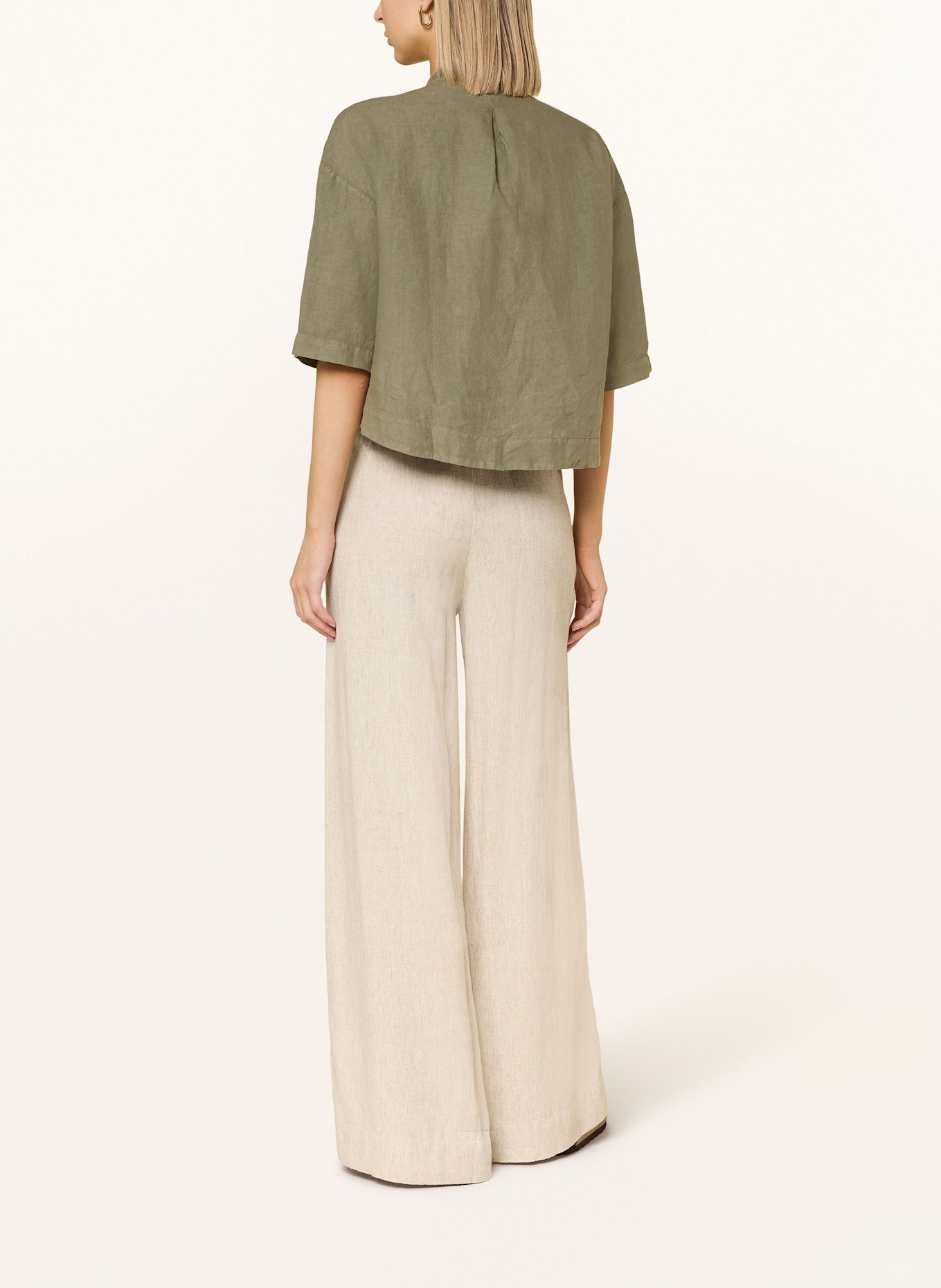 120%lino Leinenbluse mit 3/4-Arm: KHAKI