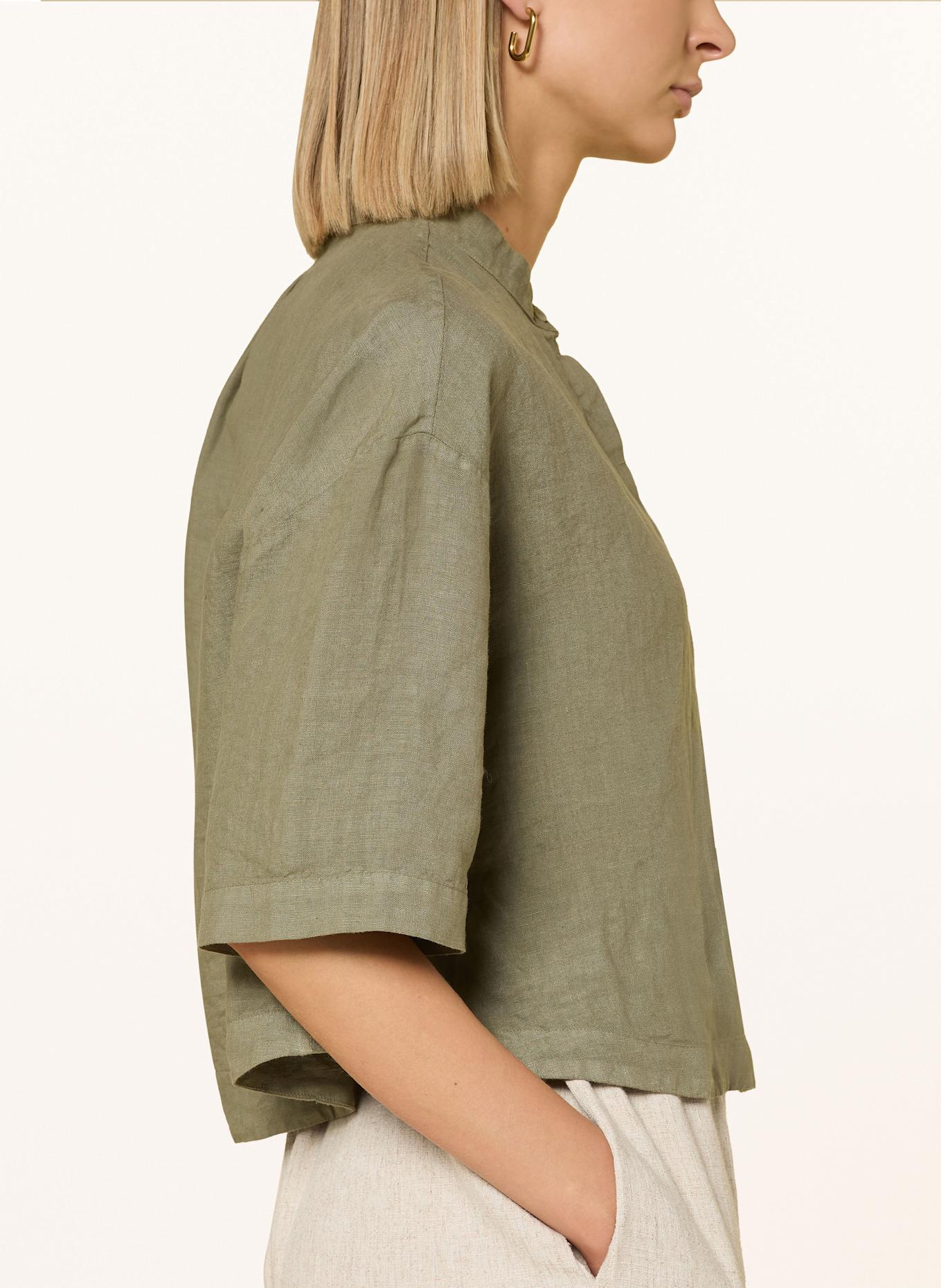120%lino Leinenbluse mit 3/4-Arm: KHAKI