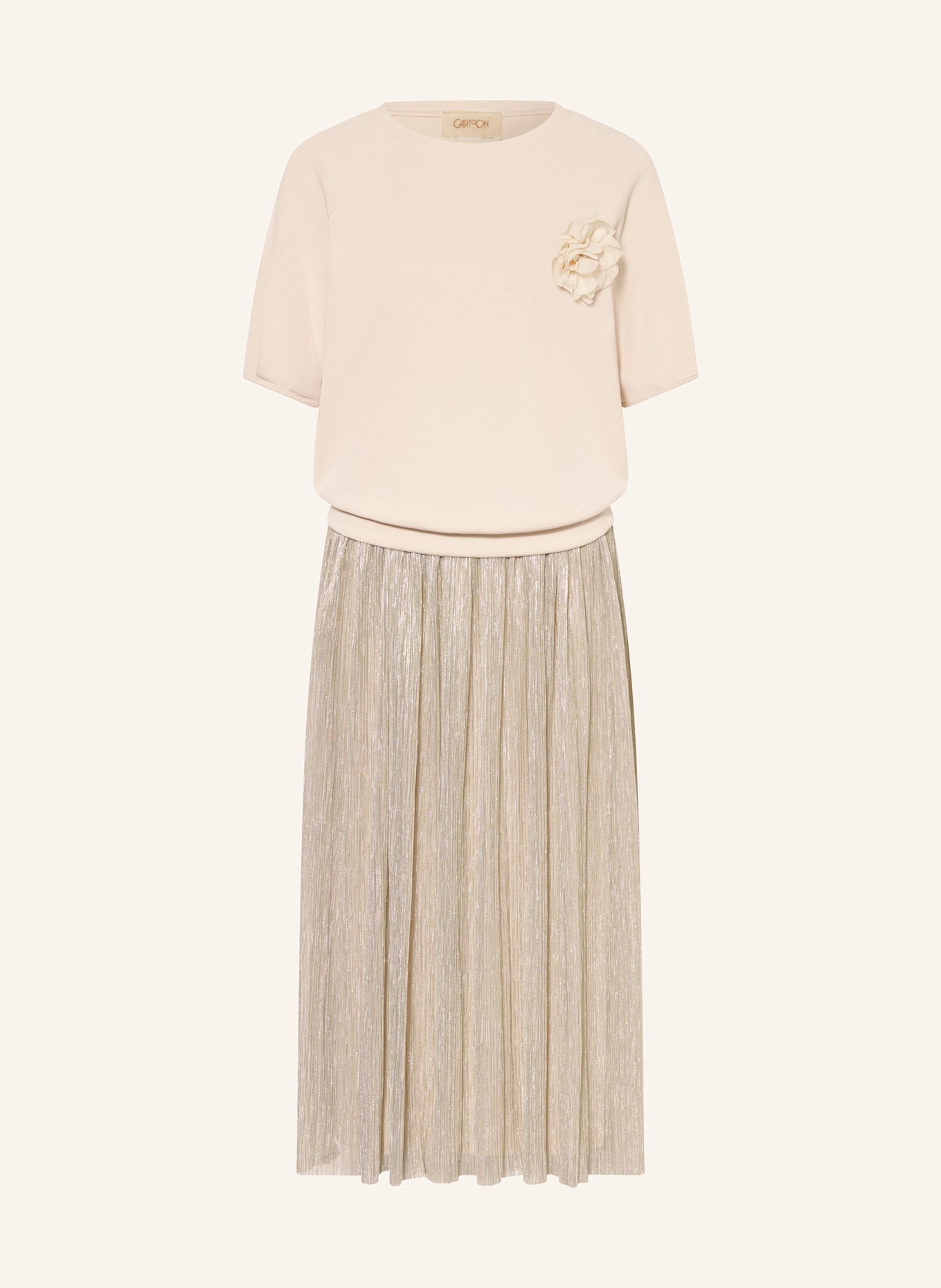 CARTOON Set: Dress with pleats and sweatshirt: ECRU / SILVER