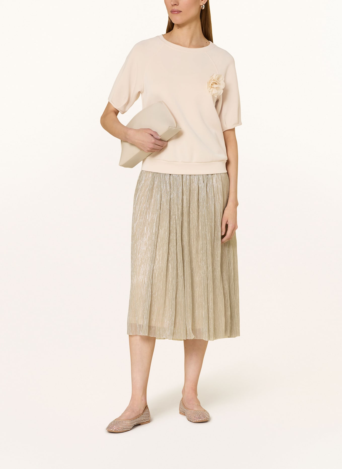 CARTOON Set: Dress with pleats and sweatshirt: ECRU / SILVER