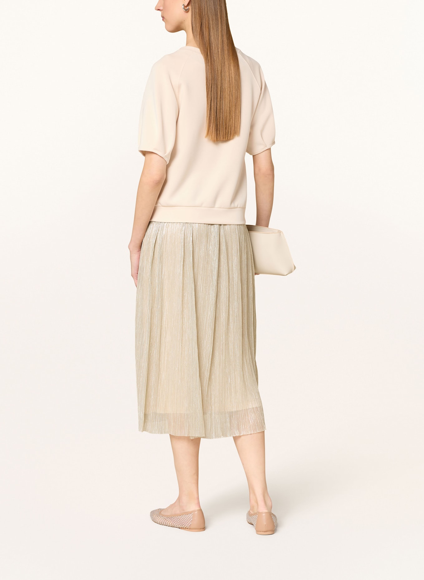 CARTOON Set: Dress with pleats and sweatshirt: ECRU / SILVER