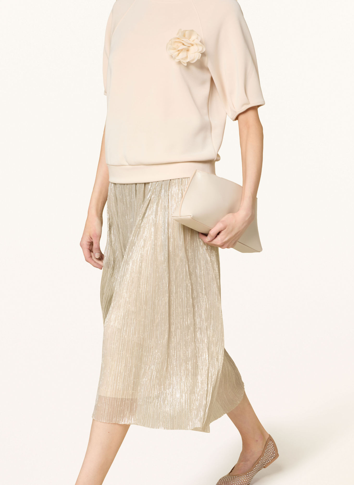 CARTOON Set: Dress with pleats and sweatshirt: ECRU / SILVER