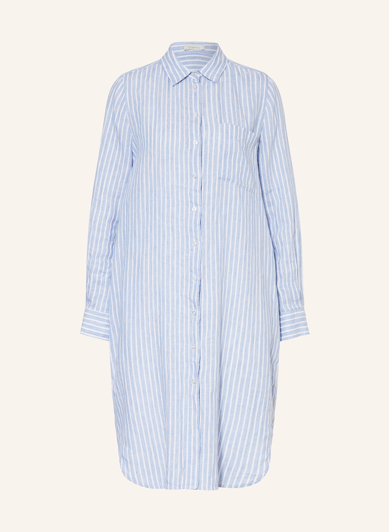lilienfels Hemdblusenkleid aus Leinen: BLAU / WEISS
