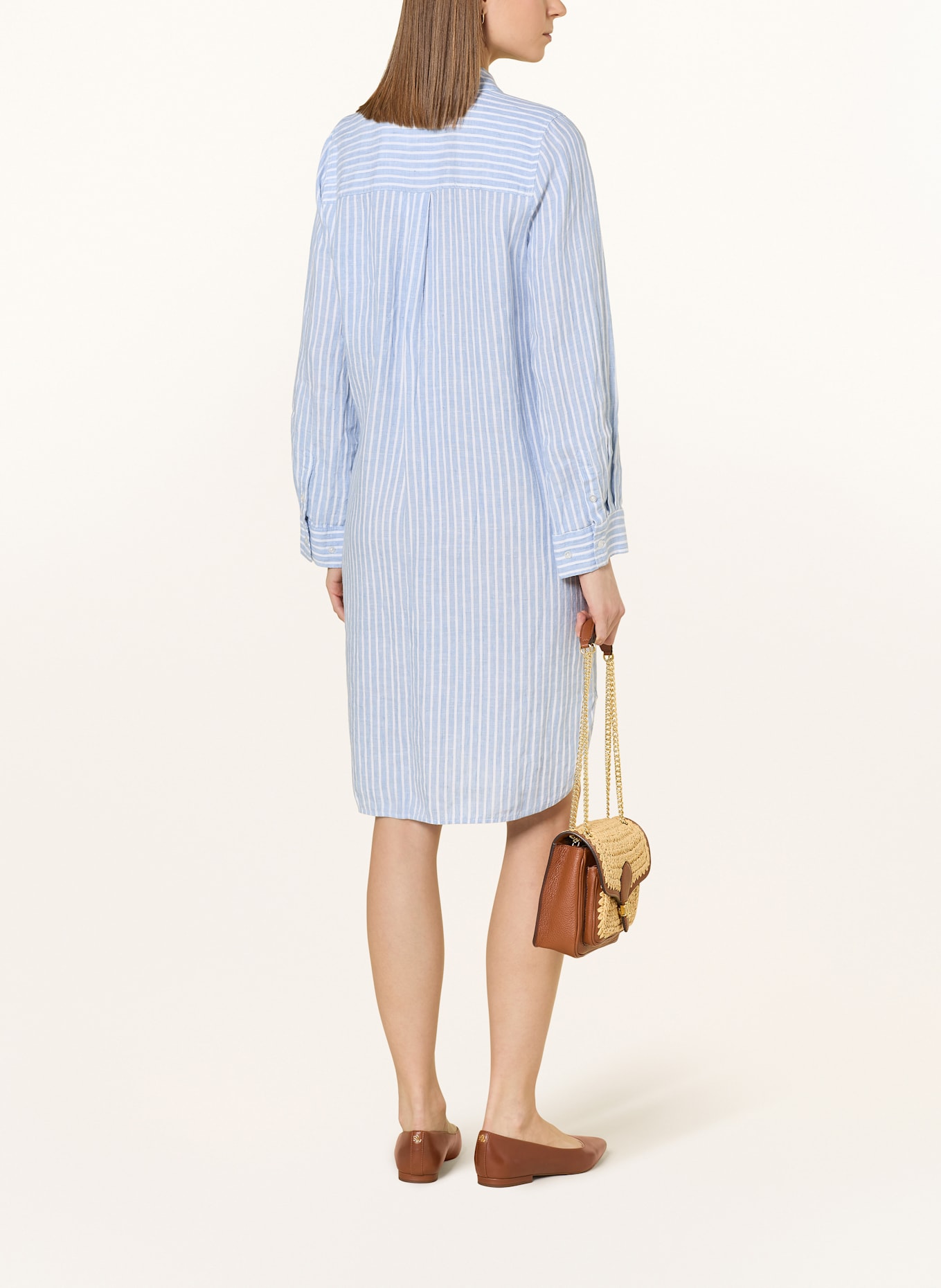 lilienfels Hemdblusenkleid aus Leinen: BLAU / WEISS