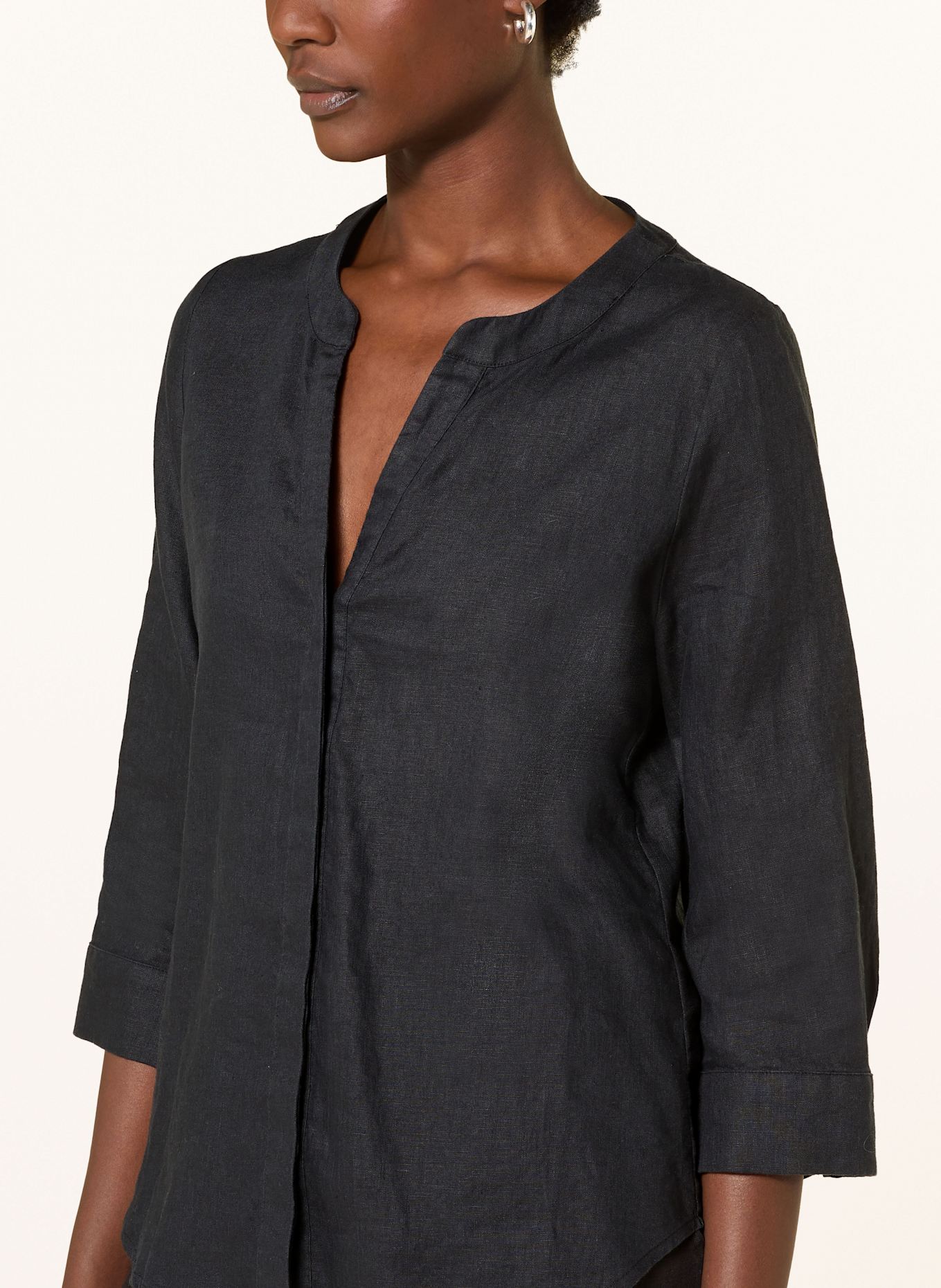 lilienfels Blusenshirt aus Leinen mit 3/4-Arm: SCHWARZ