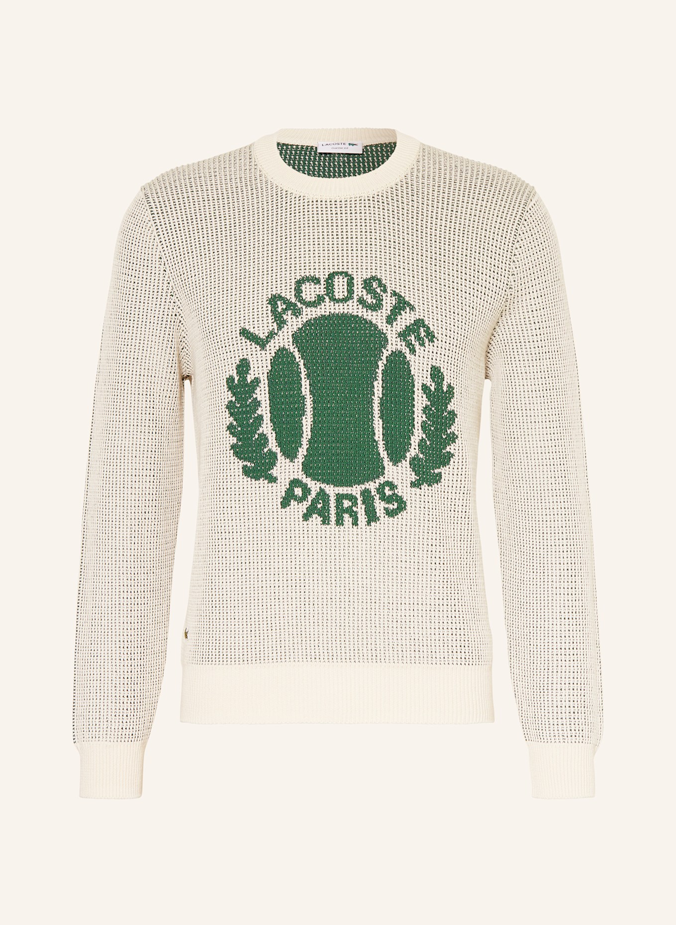 LACOSTE Svetr: ZELENÁ / KRÉMOVÁ