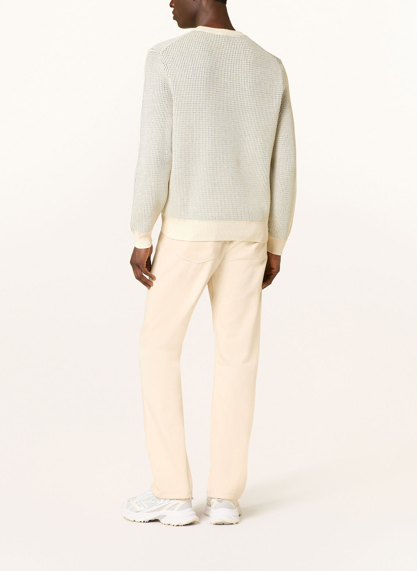 LACOSTE Svetr: ZELENÁ / KRÉMOVÁ