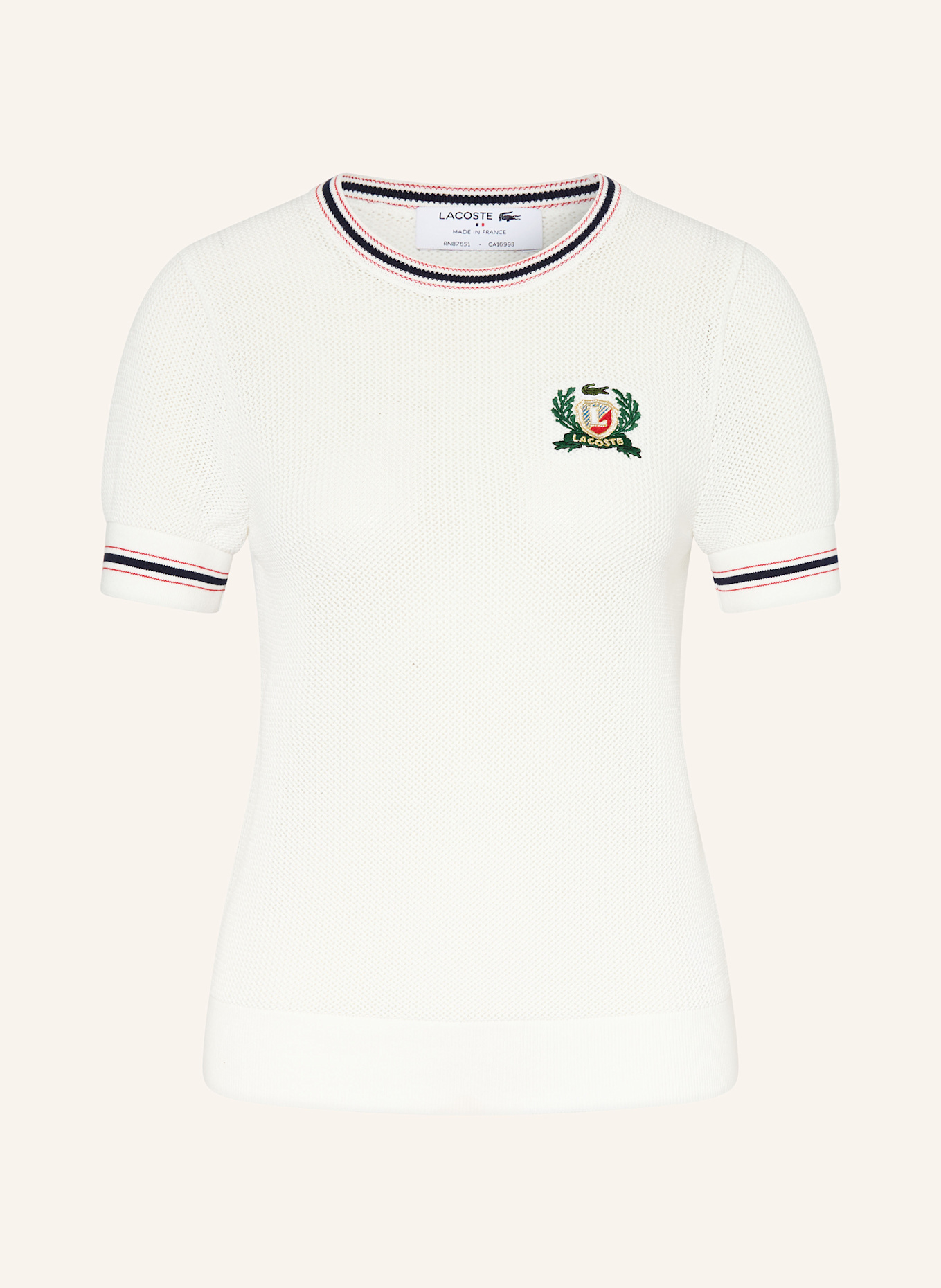 LACOSTE Strickshirt: WEISS