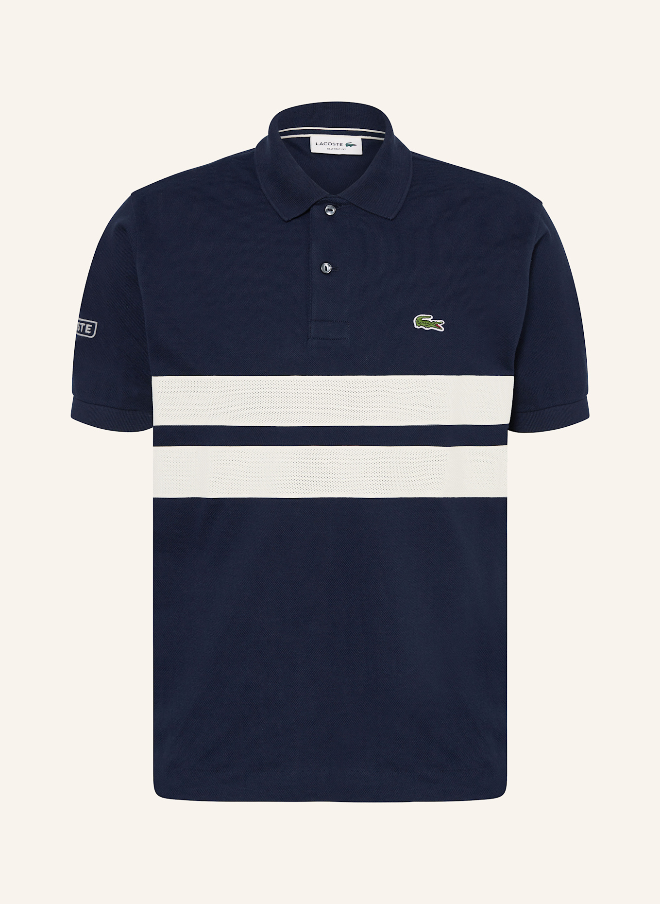 LACOSTE Piqué-Poloshirt Classic Fit: DUNKELBLAU / CREME