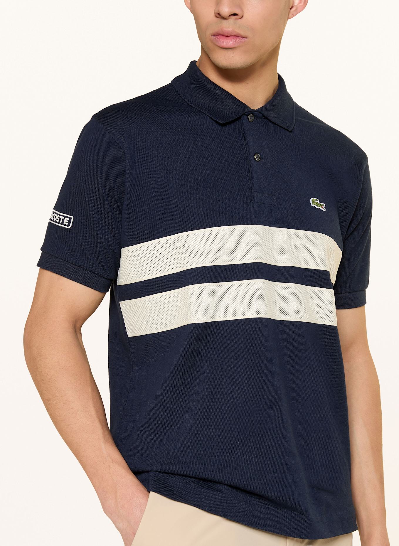 LACOSTE Piqué-Poloshirt Classic Fit: DUNKELBLAU / CREME