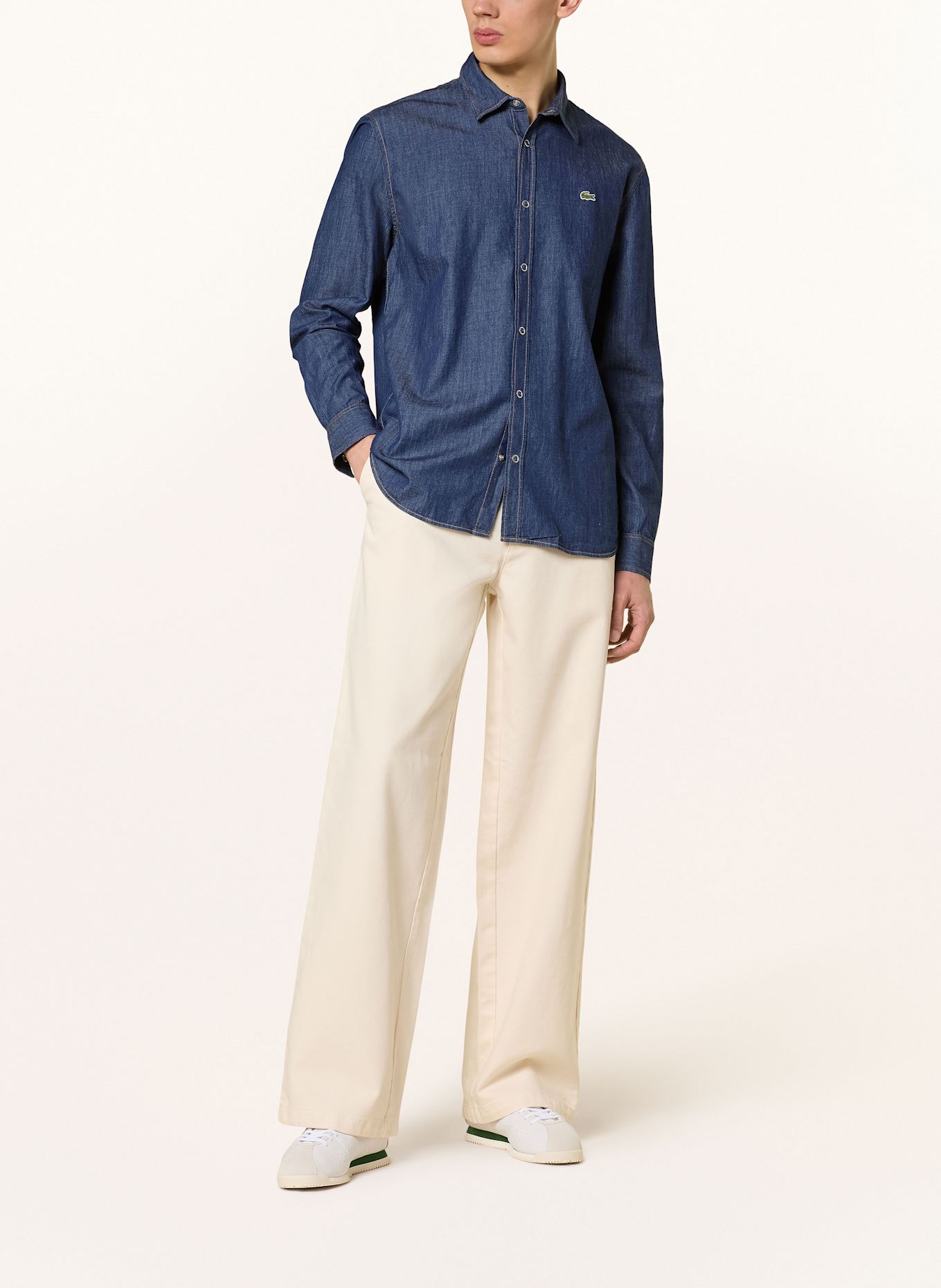 LACOSTE Džínová košile Regular Fit: TMAVĚ MODRÁ