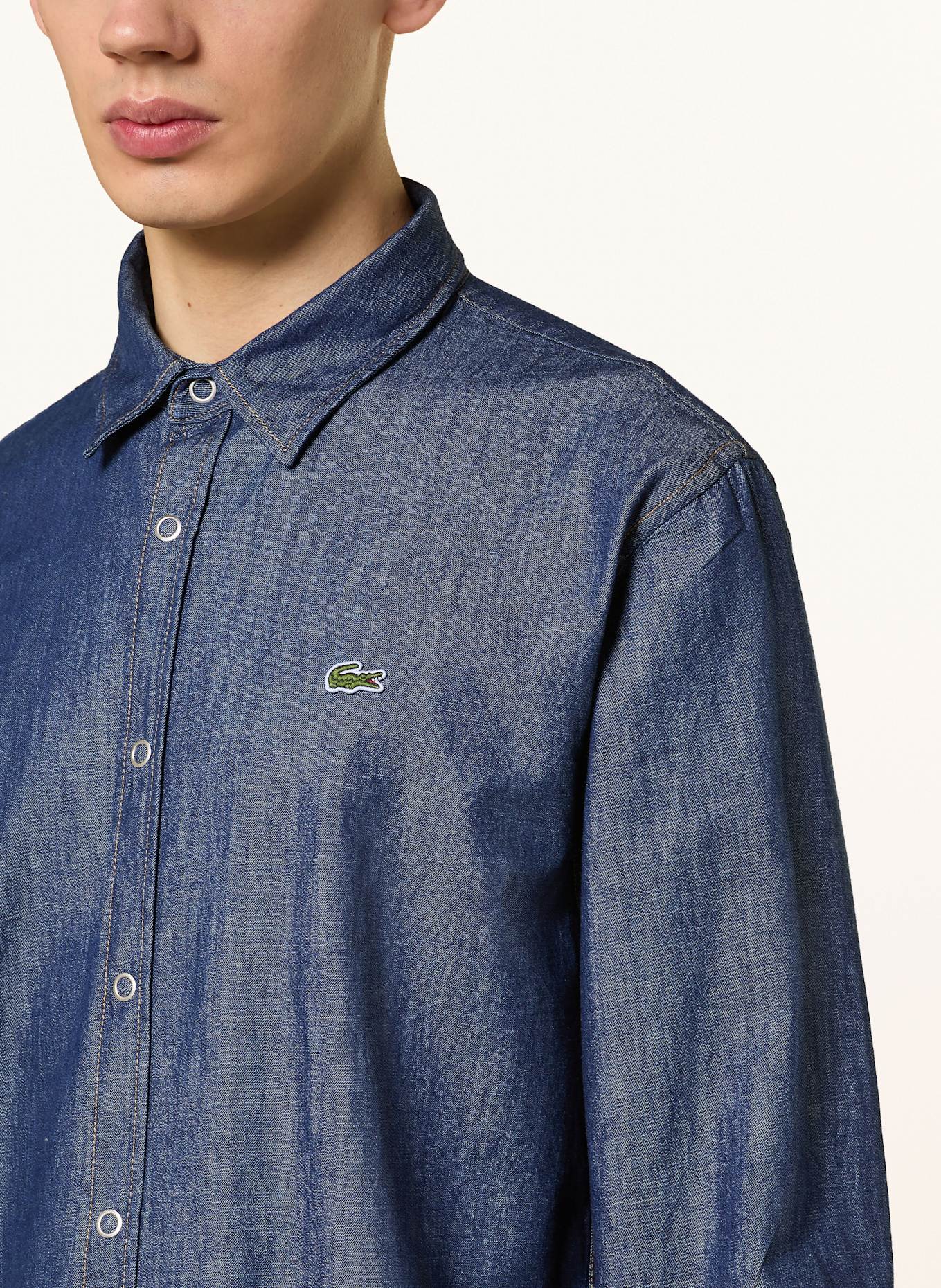 LACOSTE Džínová košile Regular Fit: TMAVĚ MODRÁ