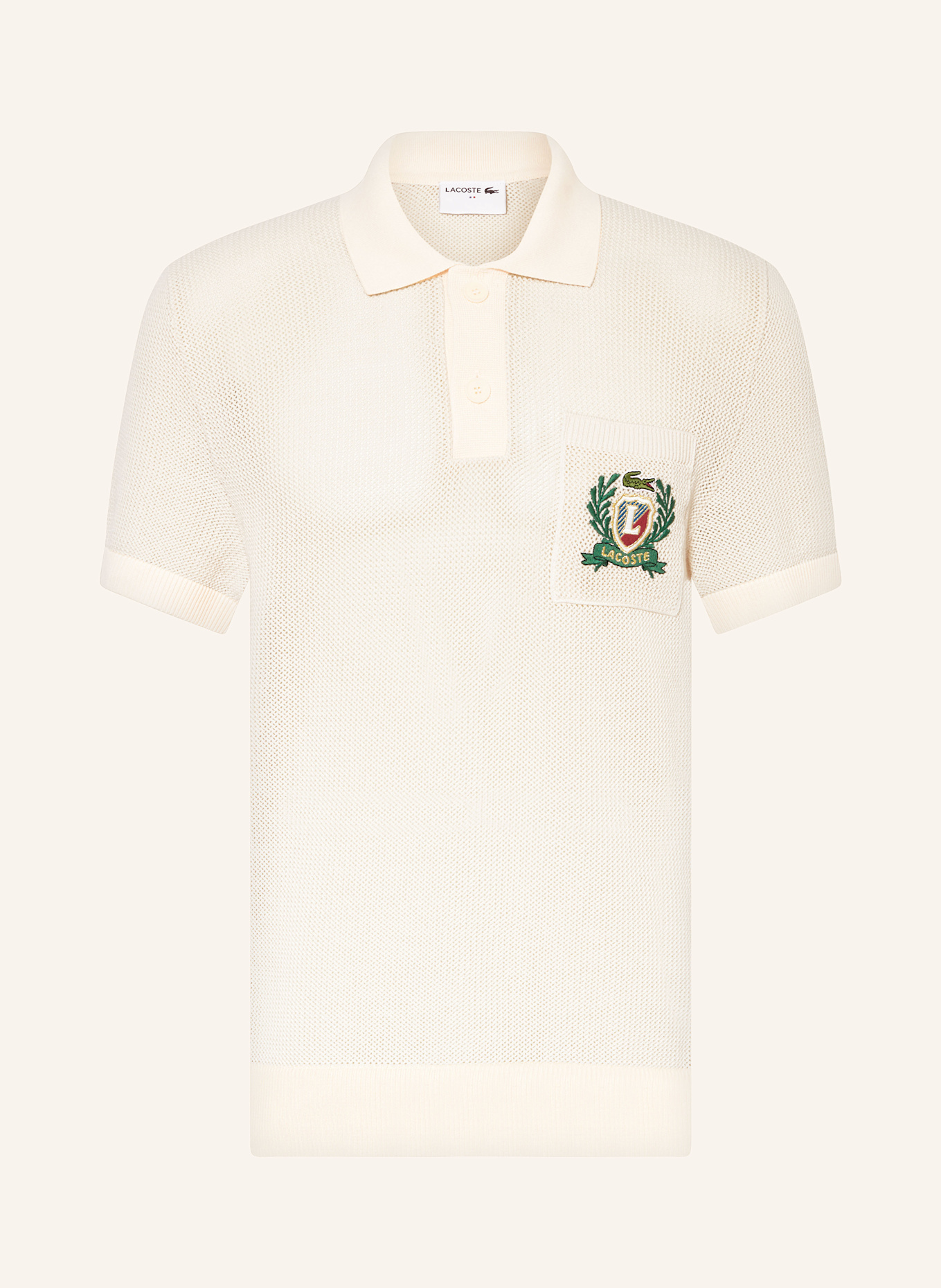 LACOSTE Strick-Poloshirt Classic Fit: ECRU