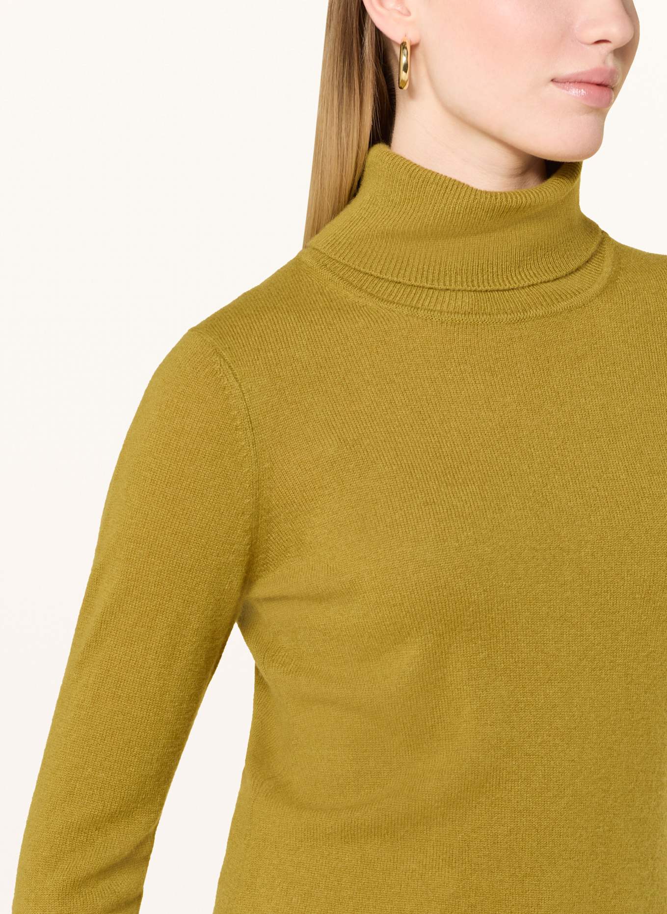 darling harbour Rollkragenpullover aus Cashmere: GOLDGRÜN