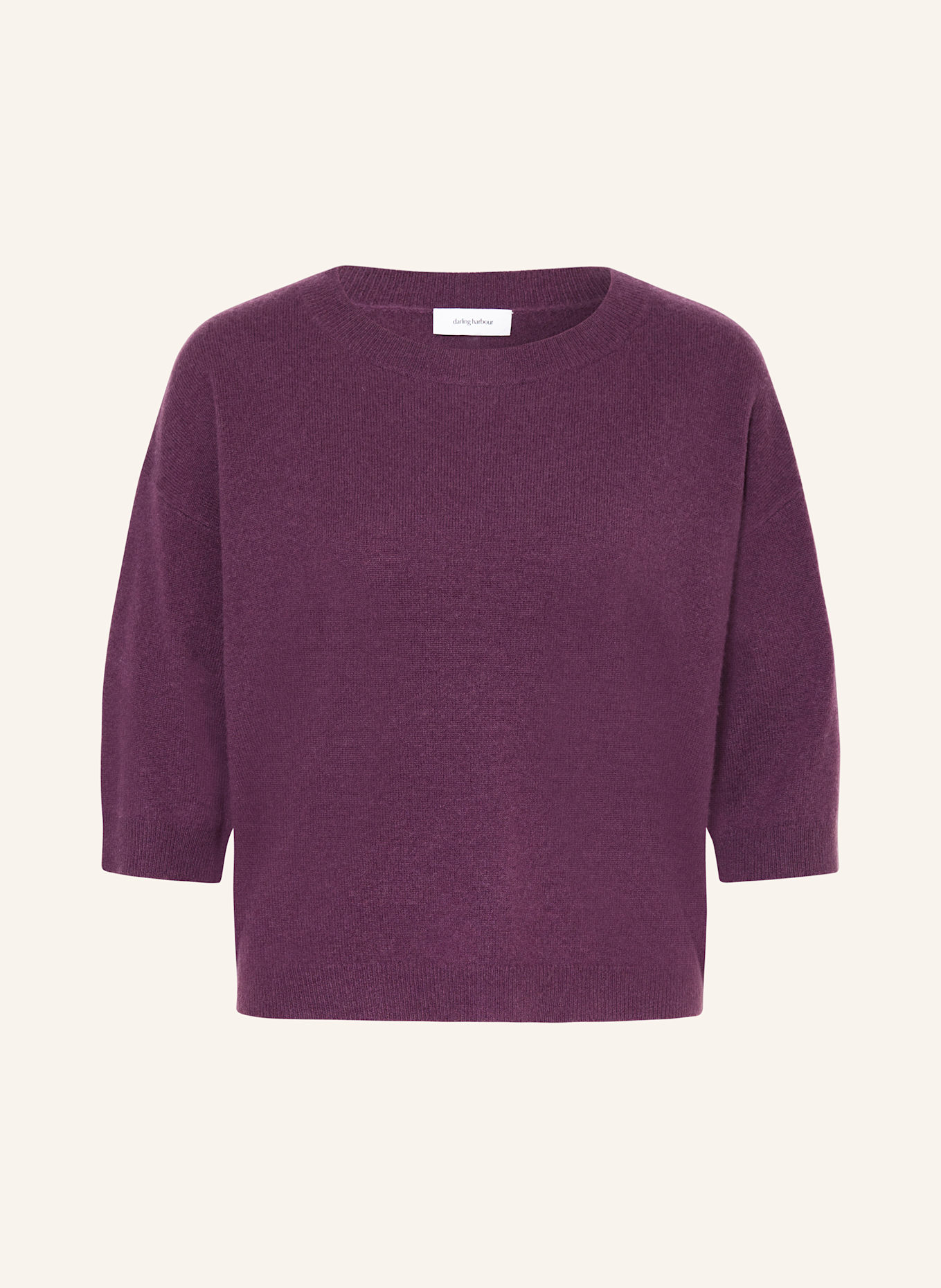 darling harbour Cashmere sweater with 3/4 sleeves: DARK PURPLE